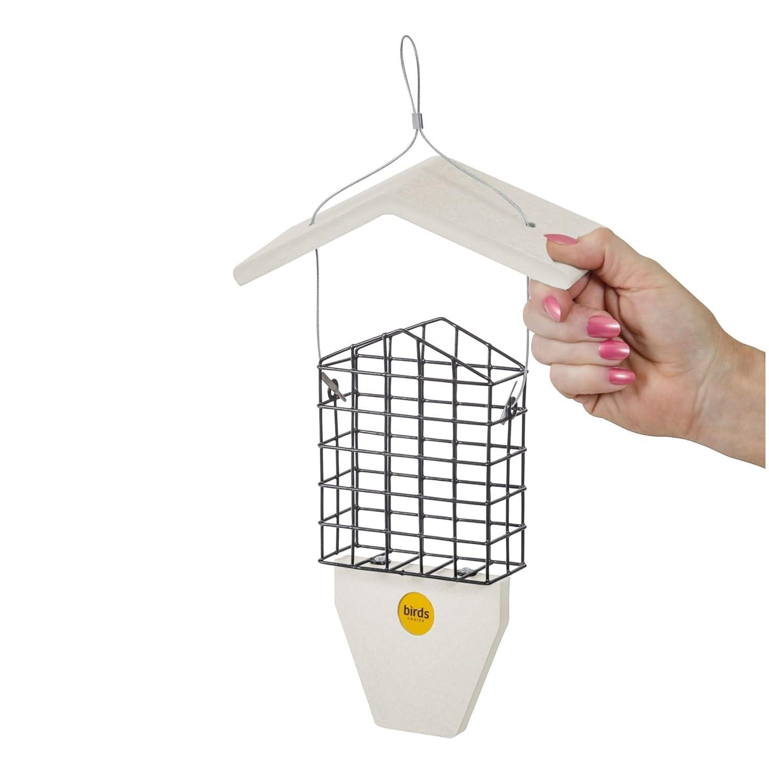 Birds Choice Suet Feeder with Tail Prop for Single Cake in Green Recycled Plastic