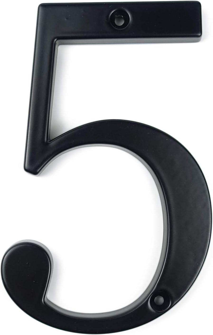 4-Inch Matte Black Zinc House Number 5