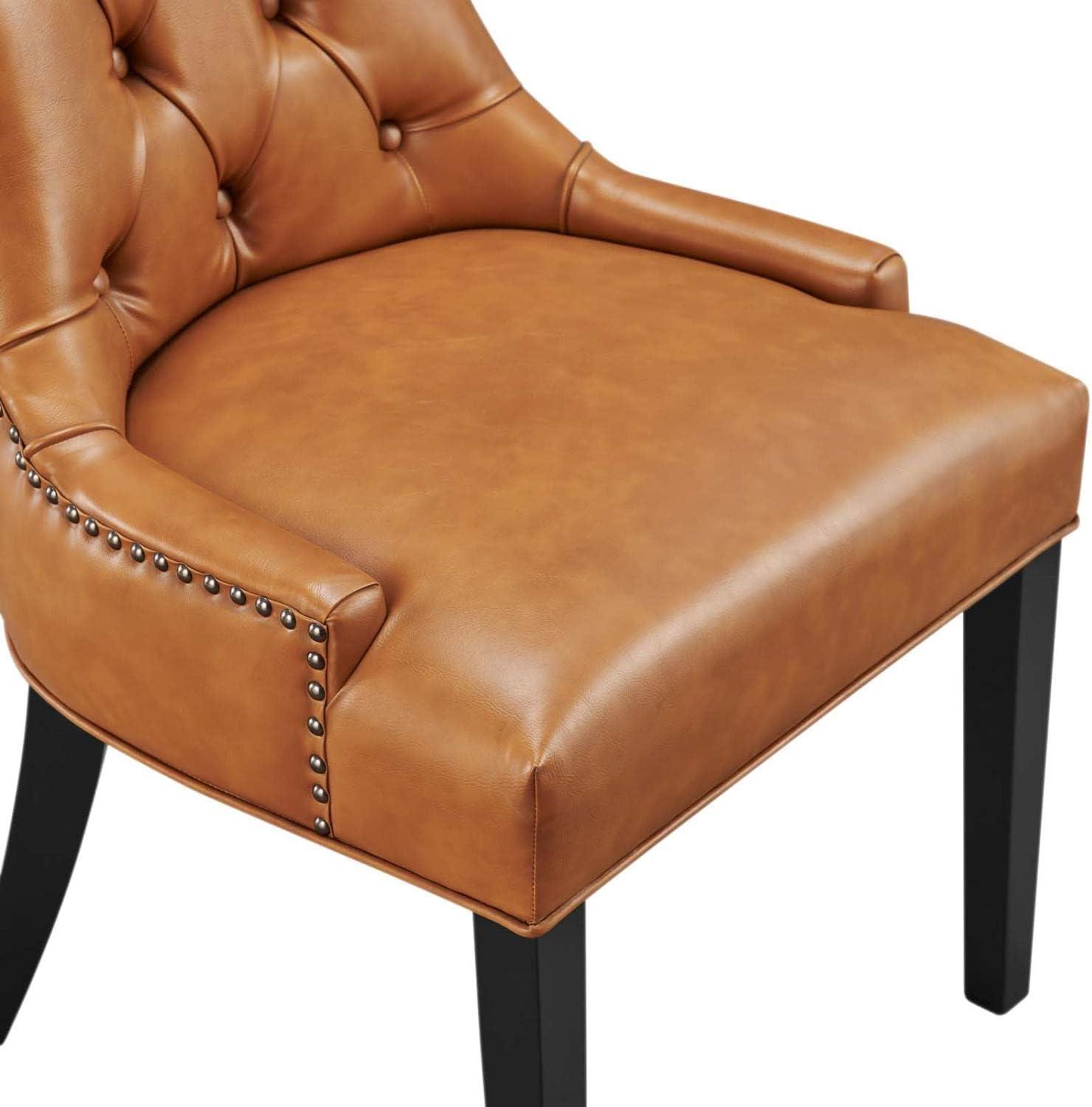Modway Regent Vinyl Dining Chair Black: Upholstered, Wood Frame, Spot Clean, No Tools Assembly