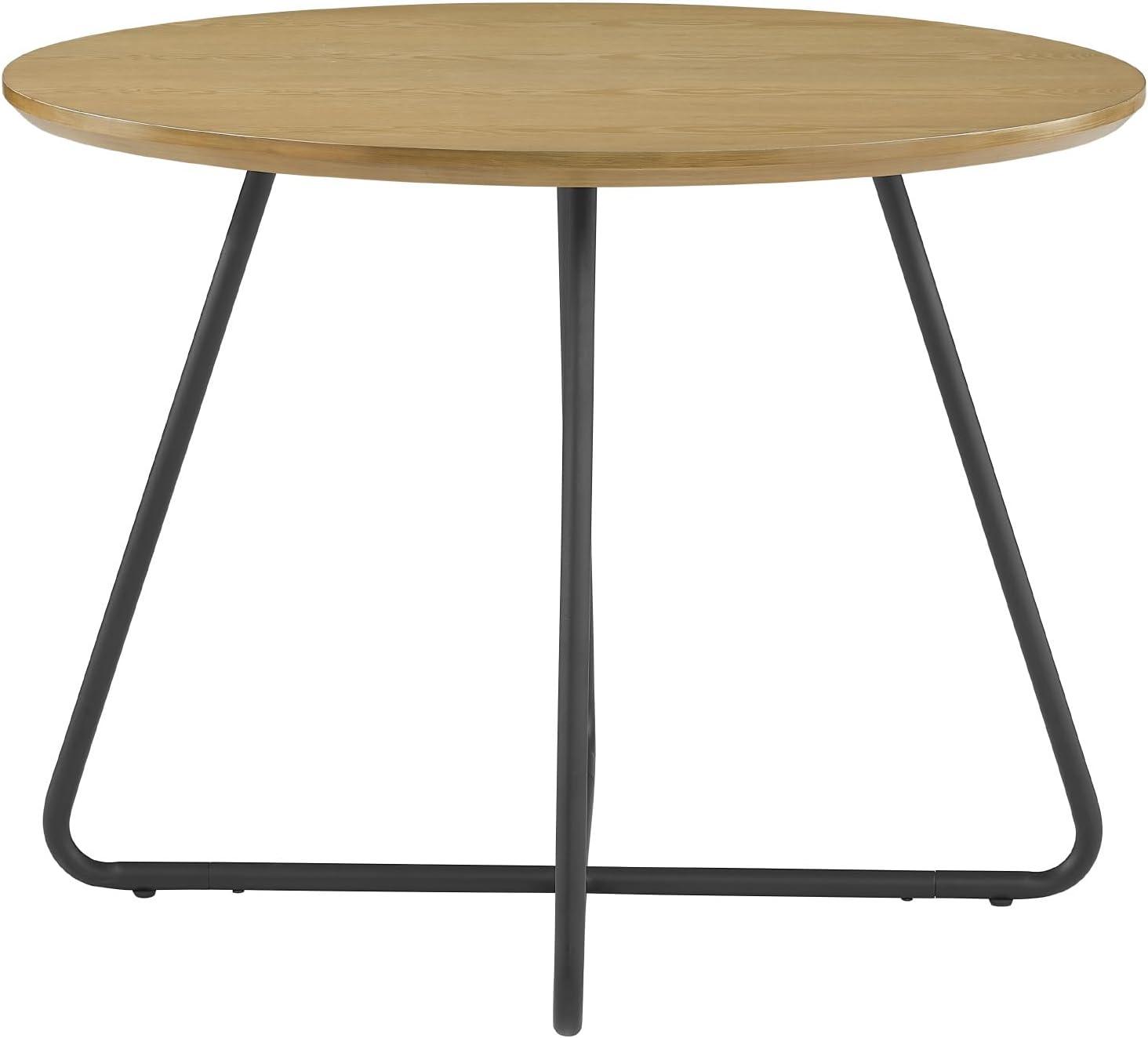 40" Modern Veneer and Metal Round Dining Table - Ash