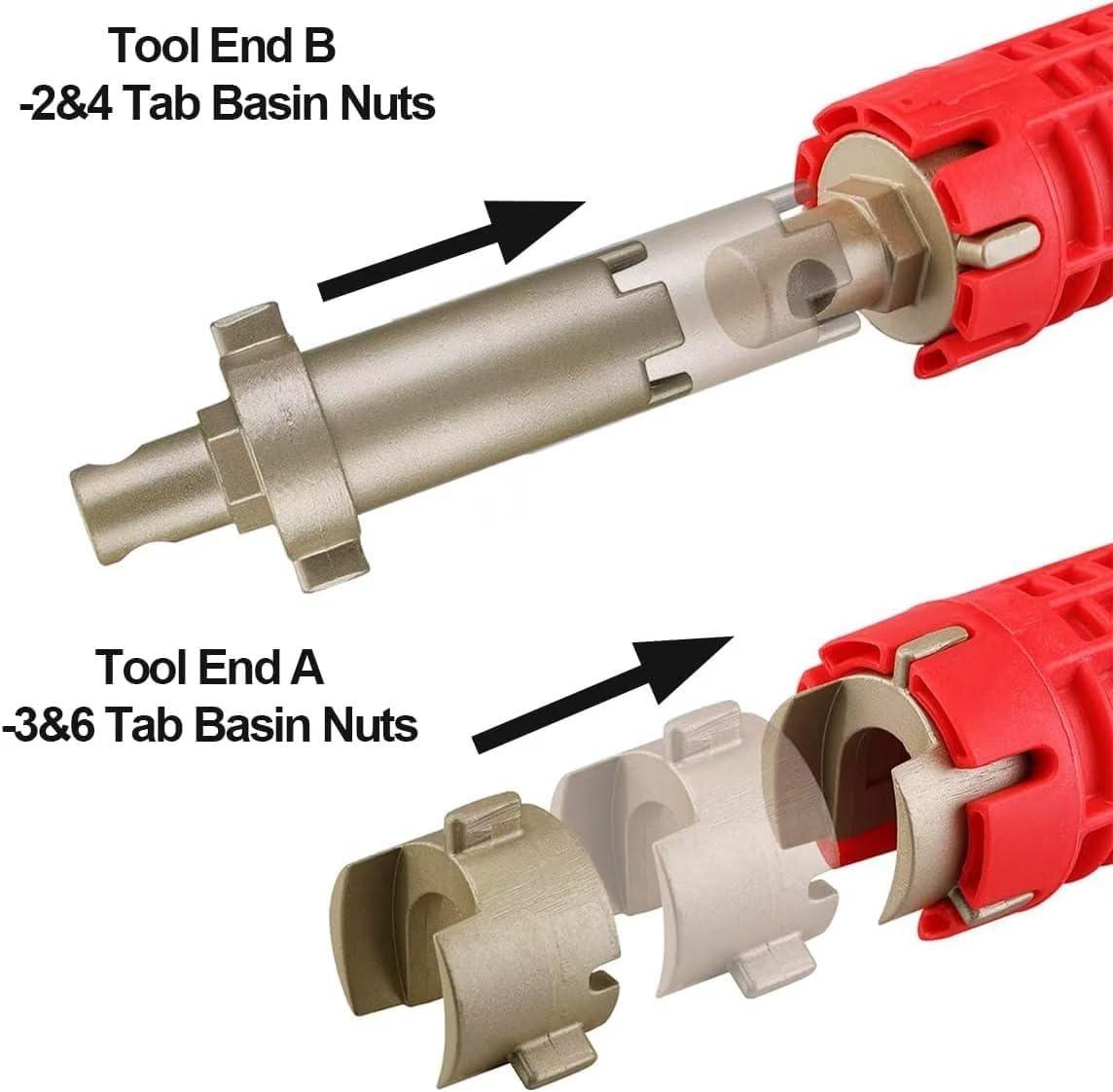 Forlivese 14-in-1 Multi-Function Basin Wrench,Faucet Installer and Sink Drain Nut Removal Tool,One-Way Plumbing Wrench for Tight Spaces