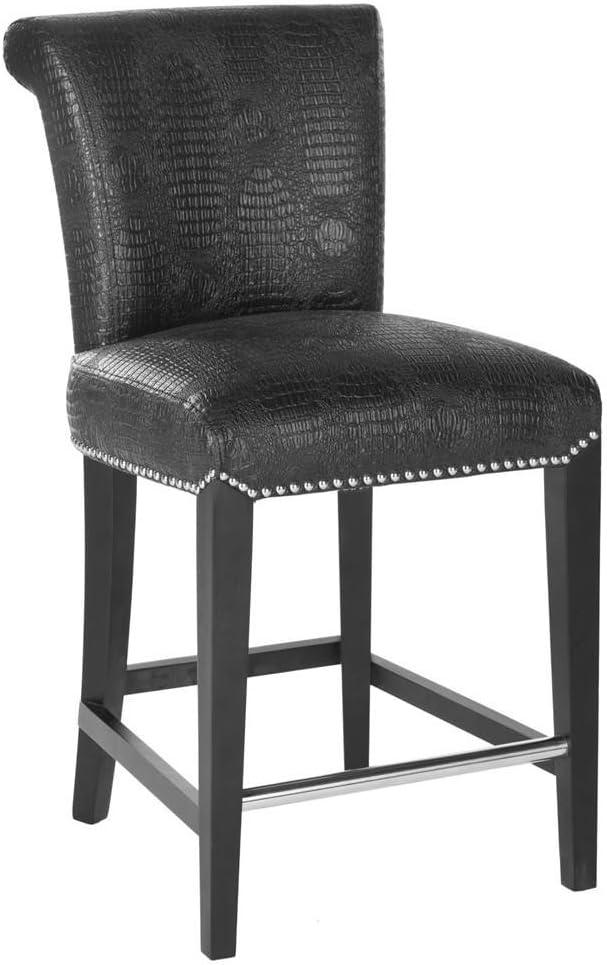 SAFAVIEH Seth Counter Stool Black / Crocodile