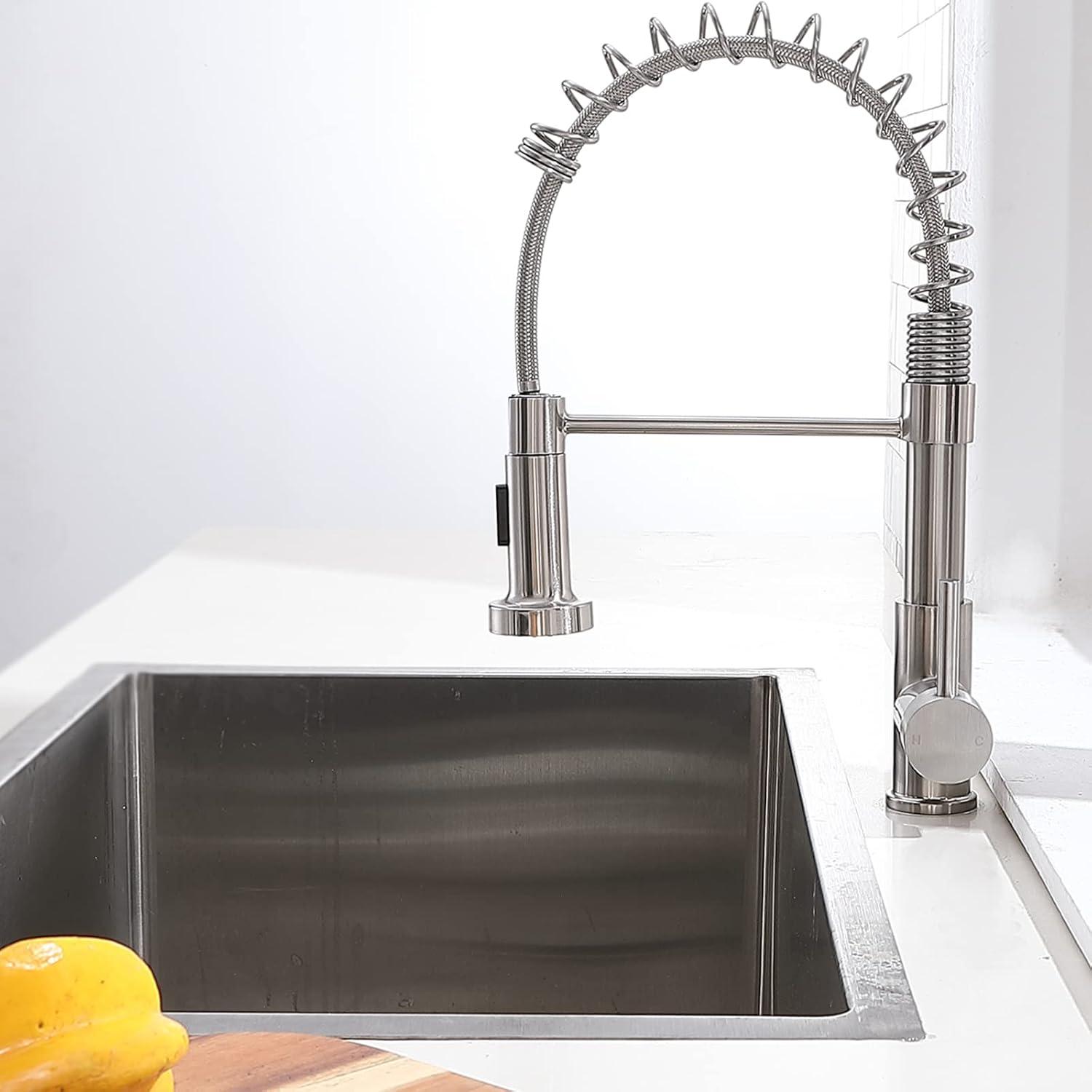 Brushed Nickel Stainless Steel Pull Down Kitchen Faucet