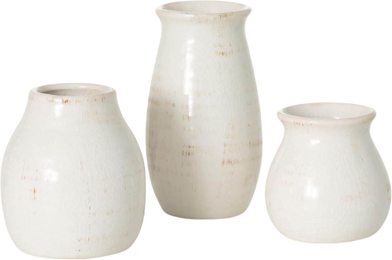 Sullivans Set of 3 Petite Ceramic Vases 3"H  4.5"H & 5.5"H