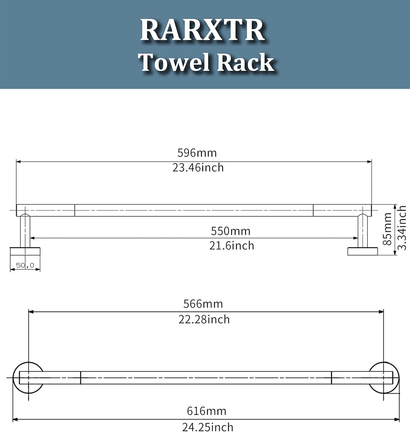 24-Inch Brushed Grey Stainless Steel Wall Mounted Towel Bar