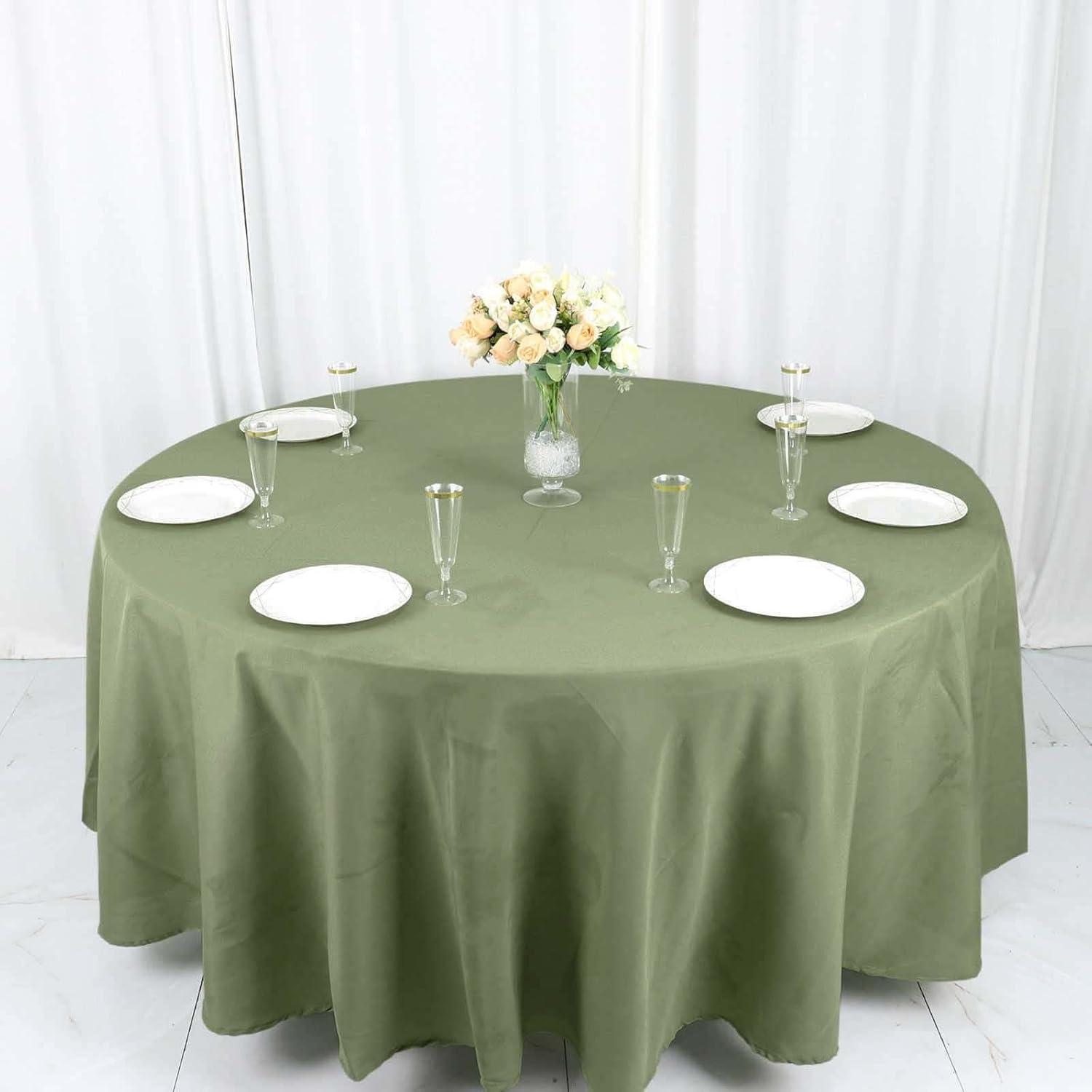 BalsaCircle 108" Round Polyester Tablecloth Wedding Table Linens Eucalyptus Green