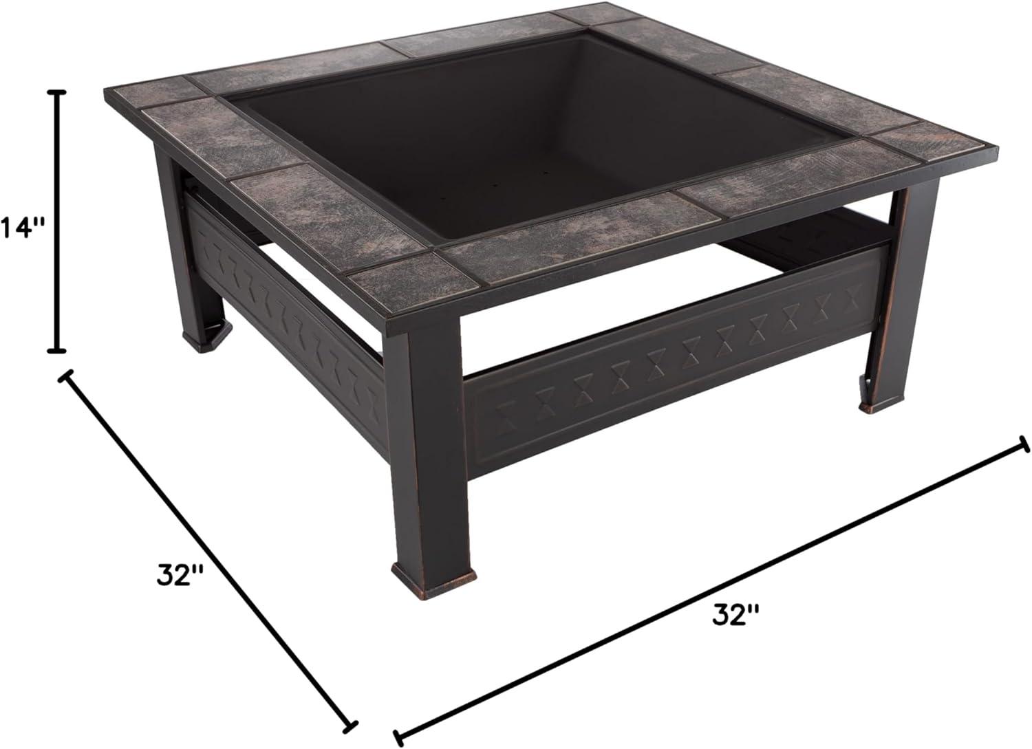 32-Inch Bronze Finish Wood Burning Fire Pit Table