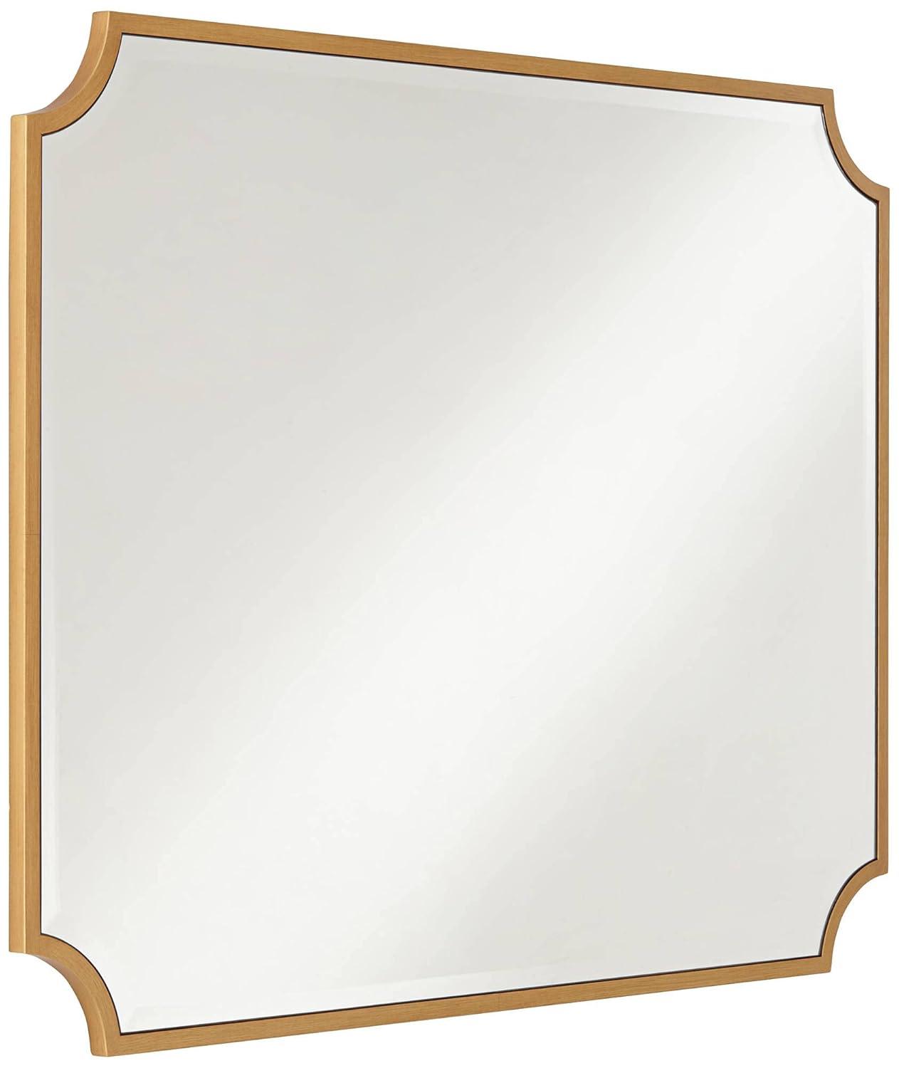 Noble Park Jacinda Rectangular Vanity Decorative Wall Mirror Modern Beveled Rounded Cut Edge Gold Frame 30" Wide for Bathroom Bedroom Living Room Home
