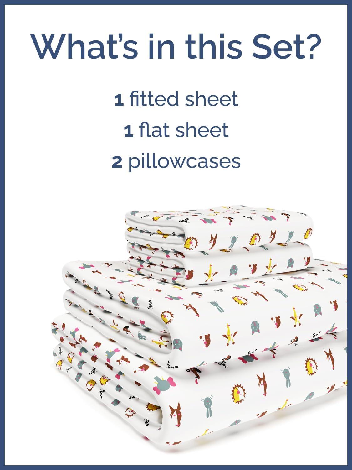 CGK Linens 4 Piece Kids Microfiber Sheet Set - Wrinkle Free - Cute, Cozy, Soft