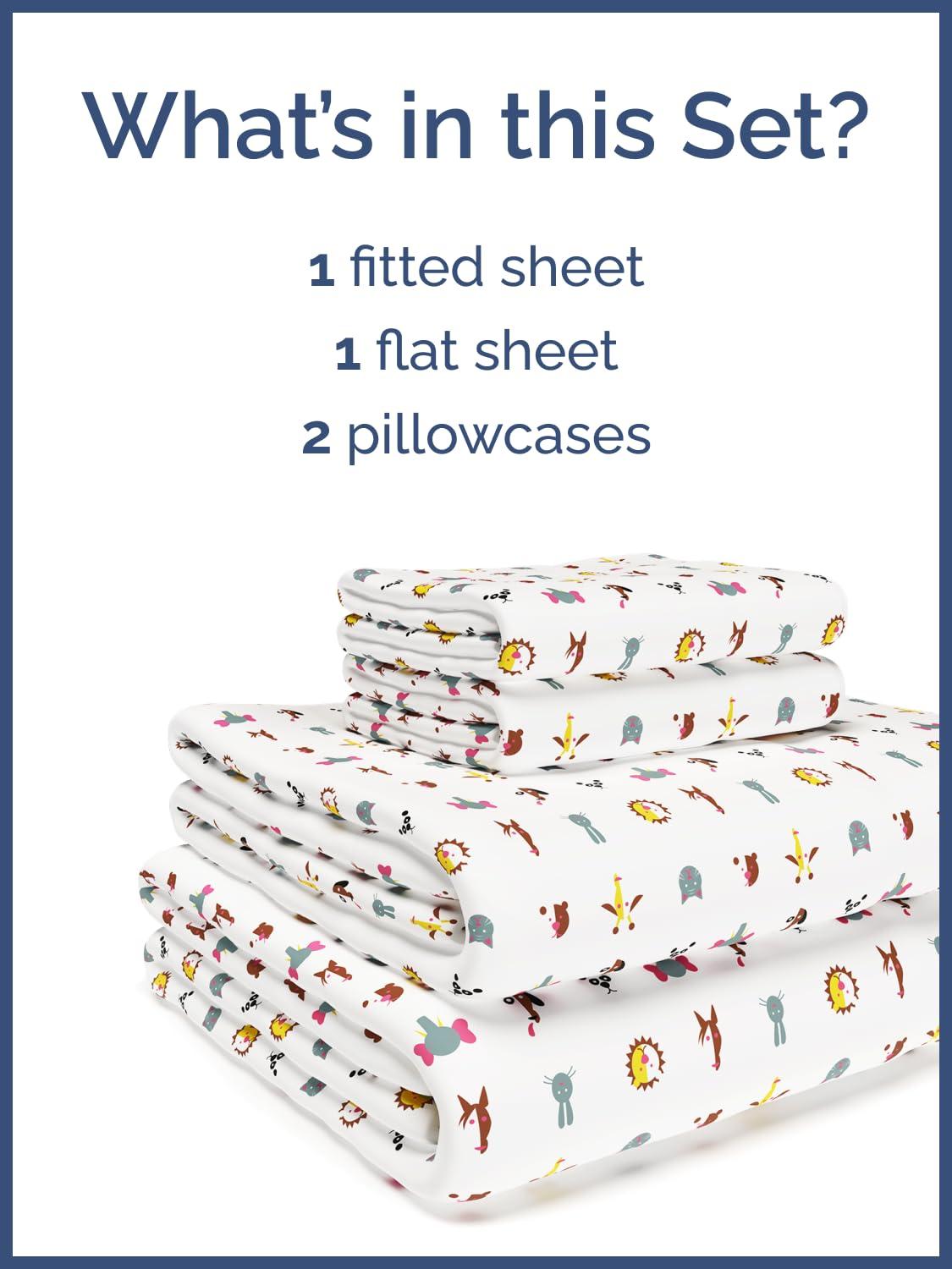 CGK Linens 4 Piece Kids Microfiber Sheet Set - Wrinkle Free - Cute, Cozy, Soft
