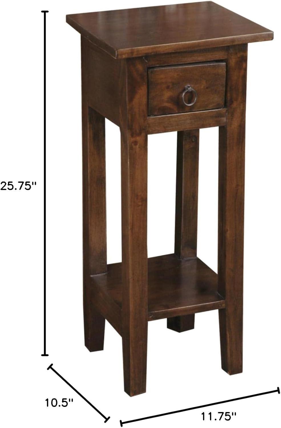 Sunset Trading Cottage Narrow Wood Side Table in Old Java Brown/Antique Iron