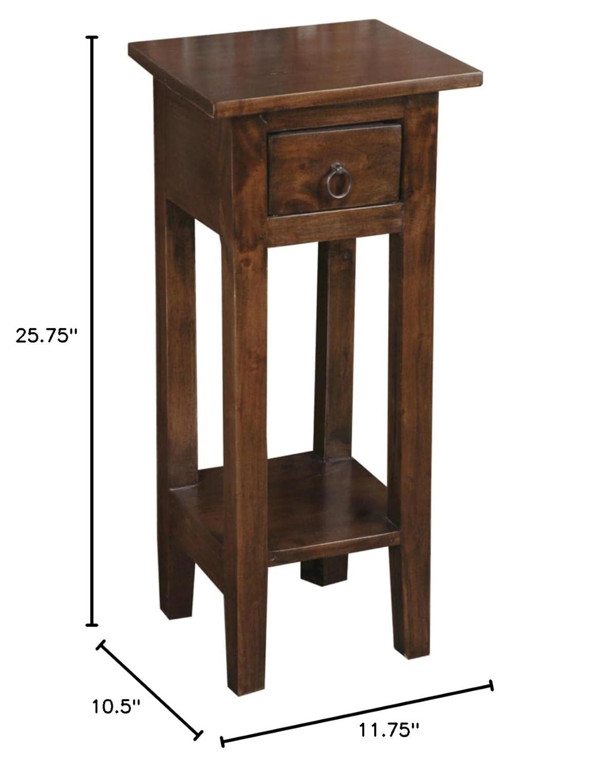 Sunset Trading Cottage Narrow Wood Side Table in Old Java Brown/Antique Iron