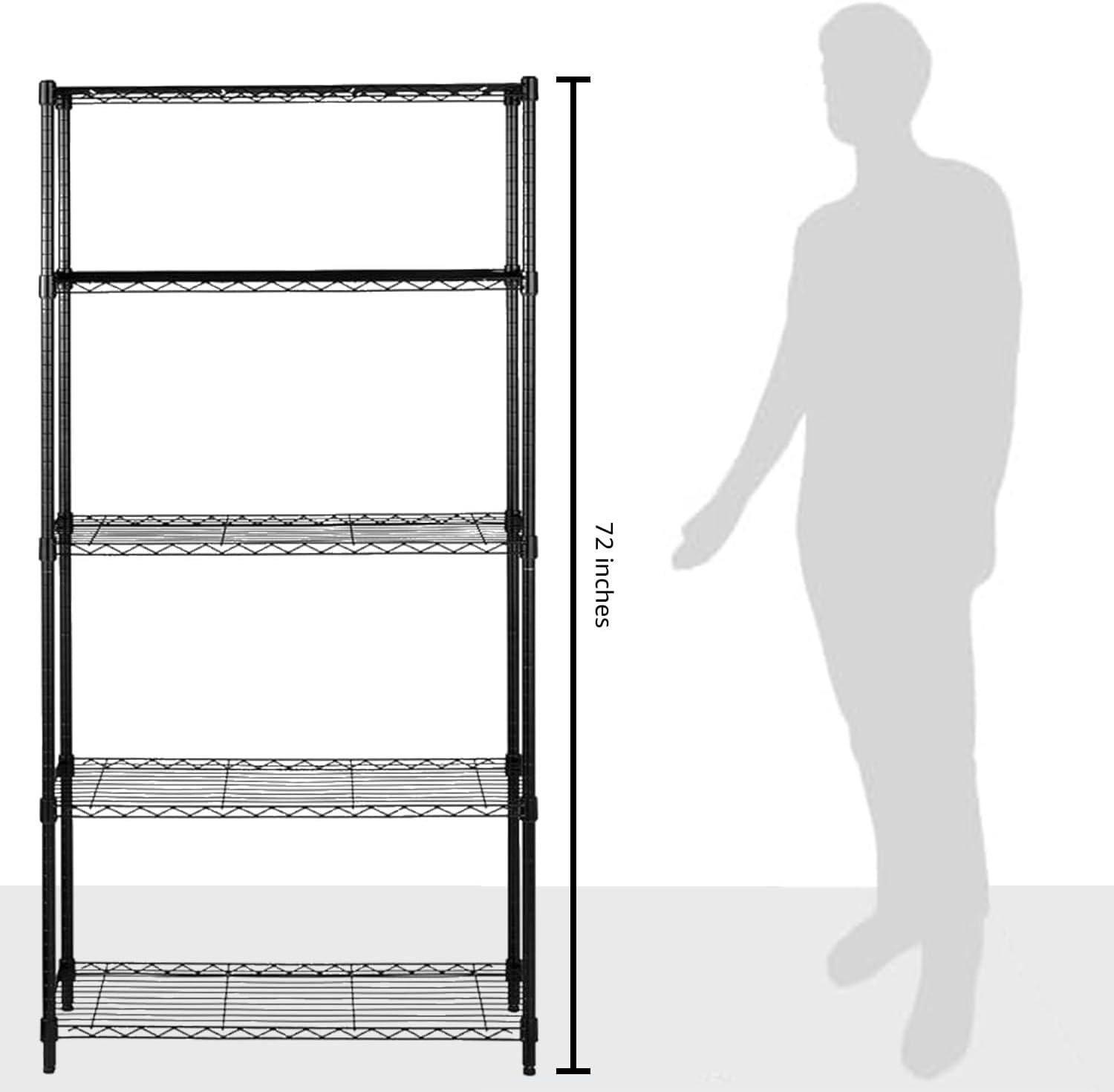 5-Layer Plastic Coated Iron Shelf 180*90*35 Black