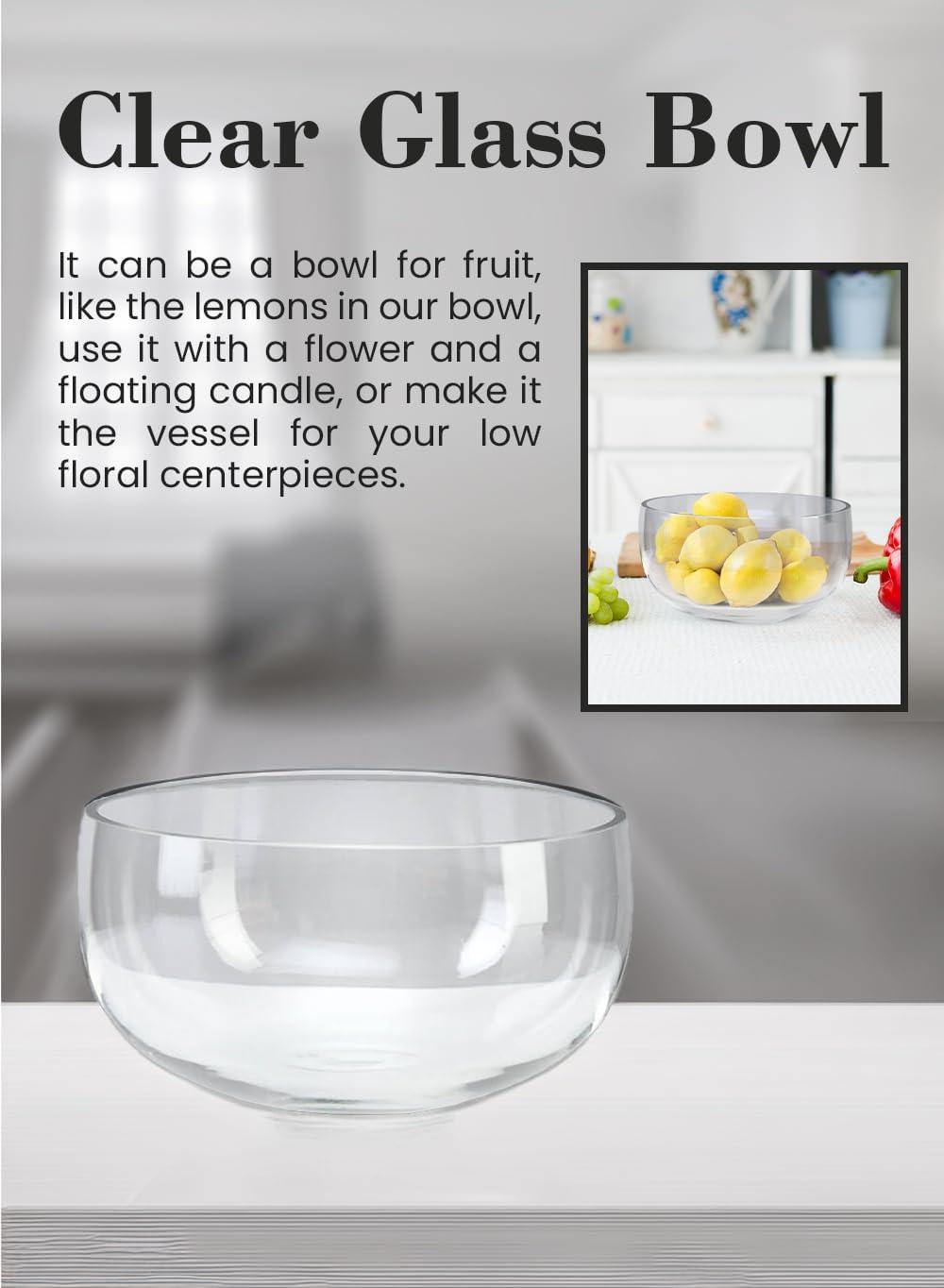 Serene Spaces Living Clear Round Glass Bowl for Flowers