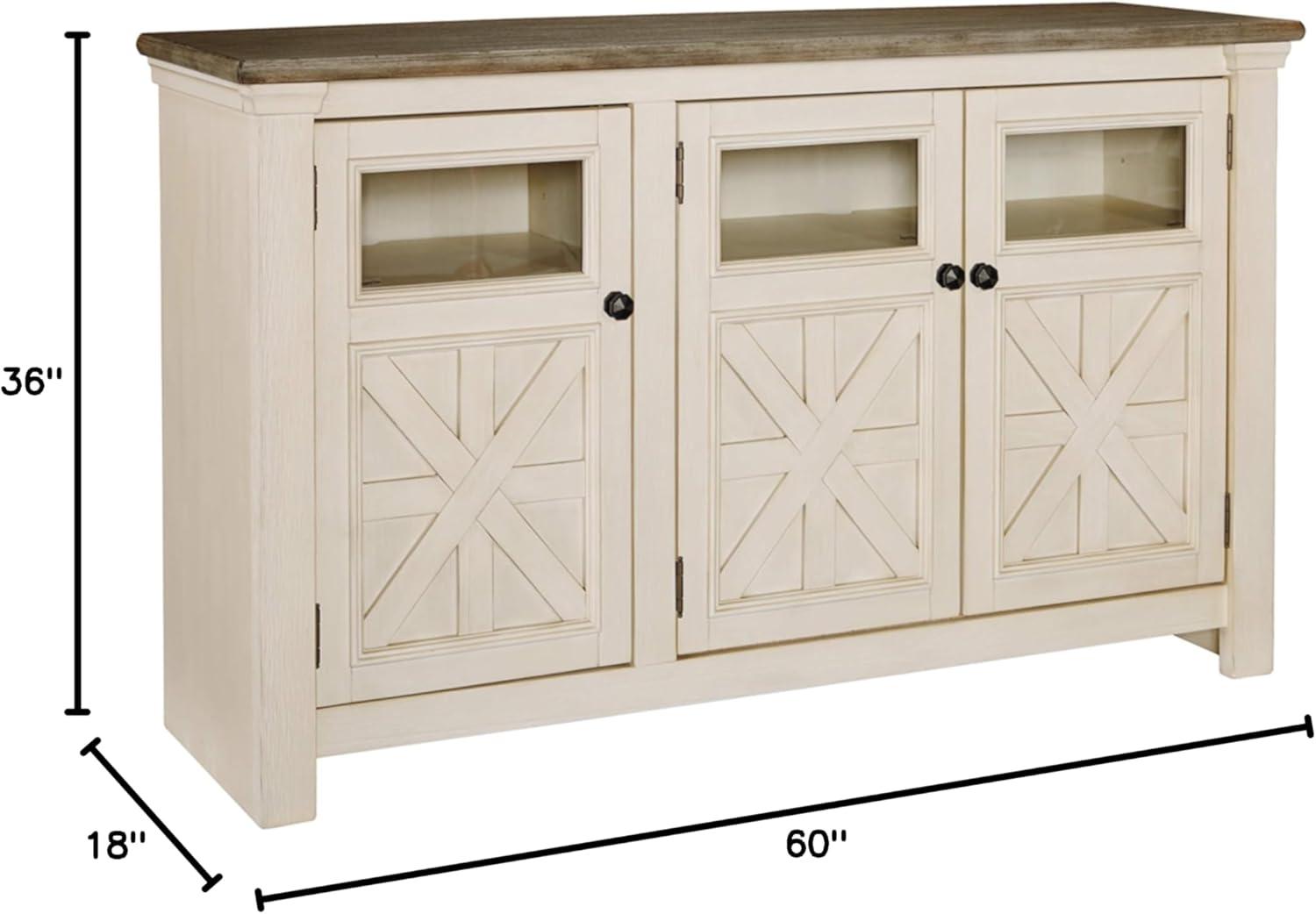 Ashley Furniture Bolanburg 60"" TV Stand in Antique White and Weathered Gray