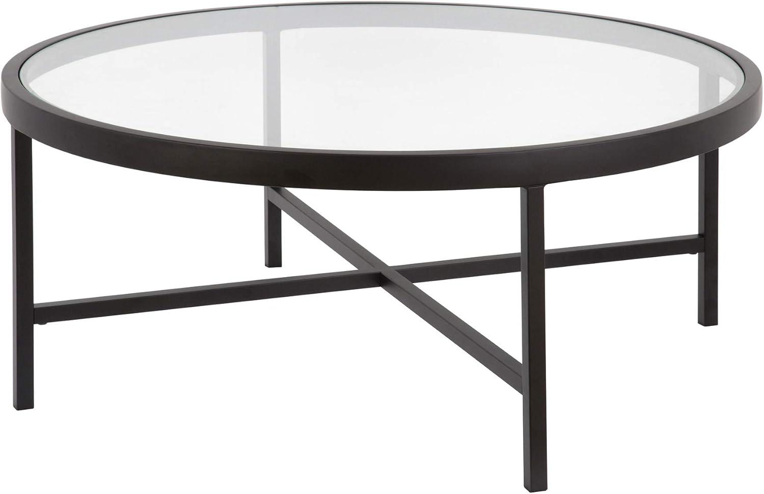 Elegant 36" Round Coffee Table with Blackened Bronze Glass Top