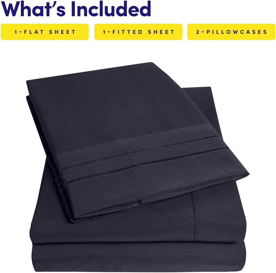 1500 Supreme Collection Queen Sheet Sets Navy Blue - Luxury Hotel Bed Sheets and Pillowcase Set for Queen Mattress - Extra Soft, Elastic Corner Straps, Deep Pocket Sheets, Queen Navy Blue