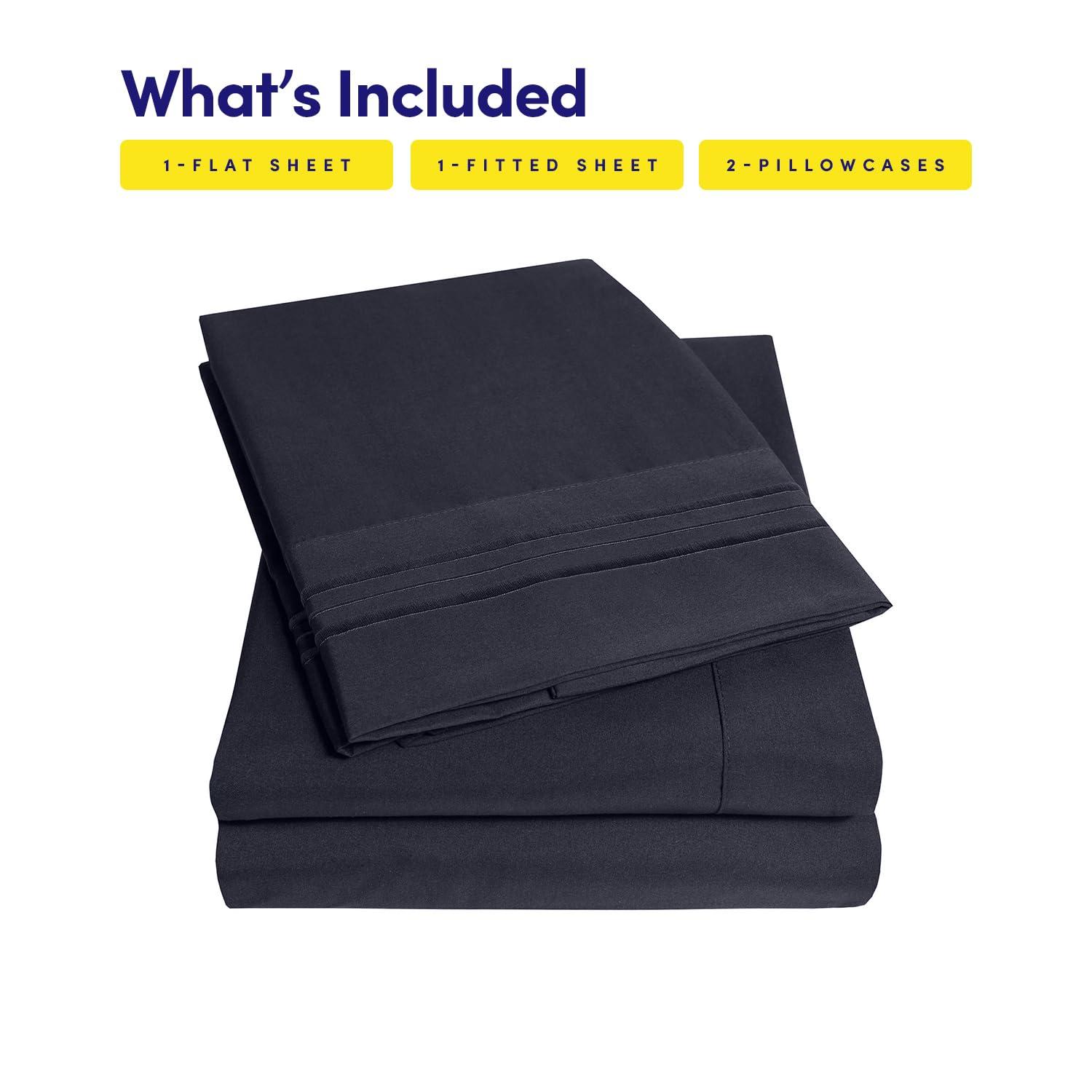 1500 Supreme Collection Queen Sheet Sets Navy Blue - Luxury Hotel Bed Sheets and Pillowcase Set for Queen Mattress - Extra Soft, Elastic Corner Straps, Deep Pocket Sheets, Queen Navy Blue