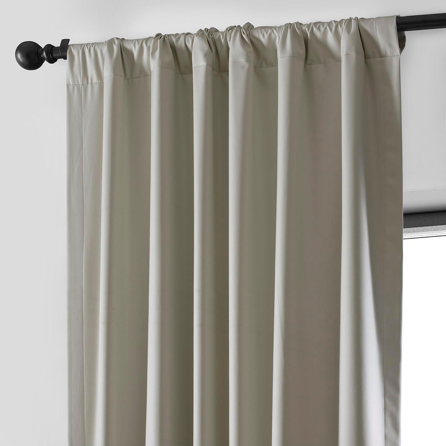 Dark Ivory Puddle Length Velvet Blackout Curtains