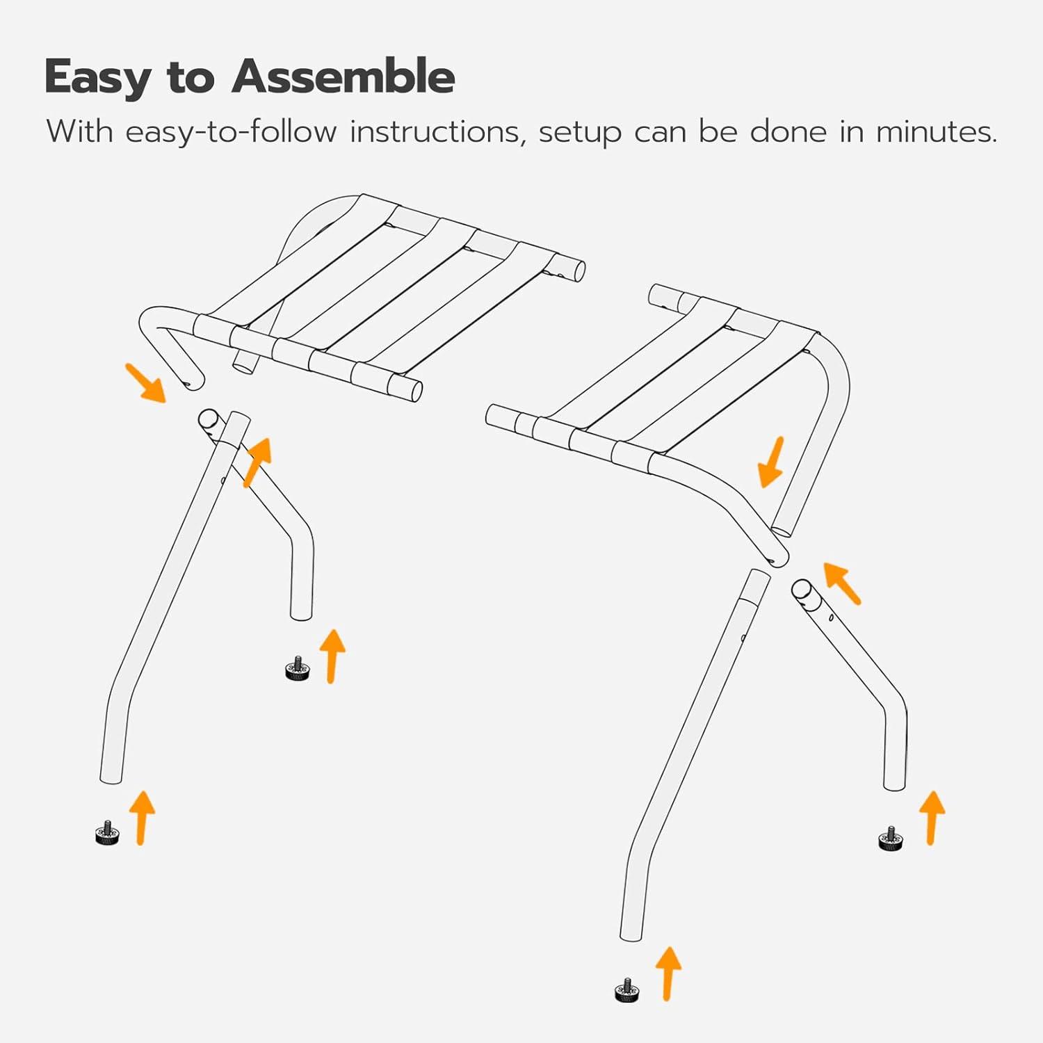 Gray Steel Foldable Luggage Rack with Nylon Straps