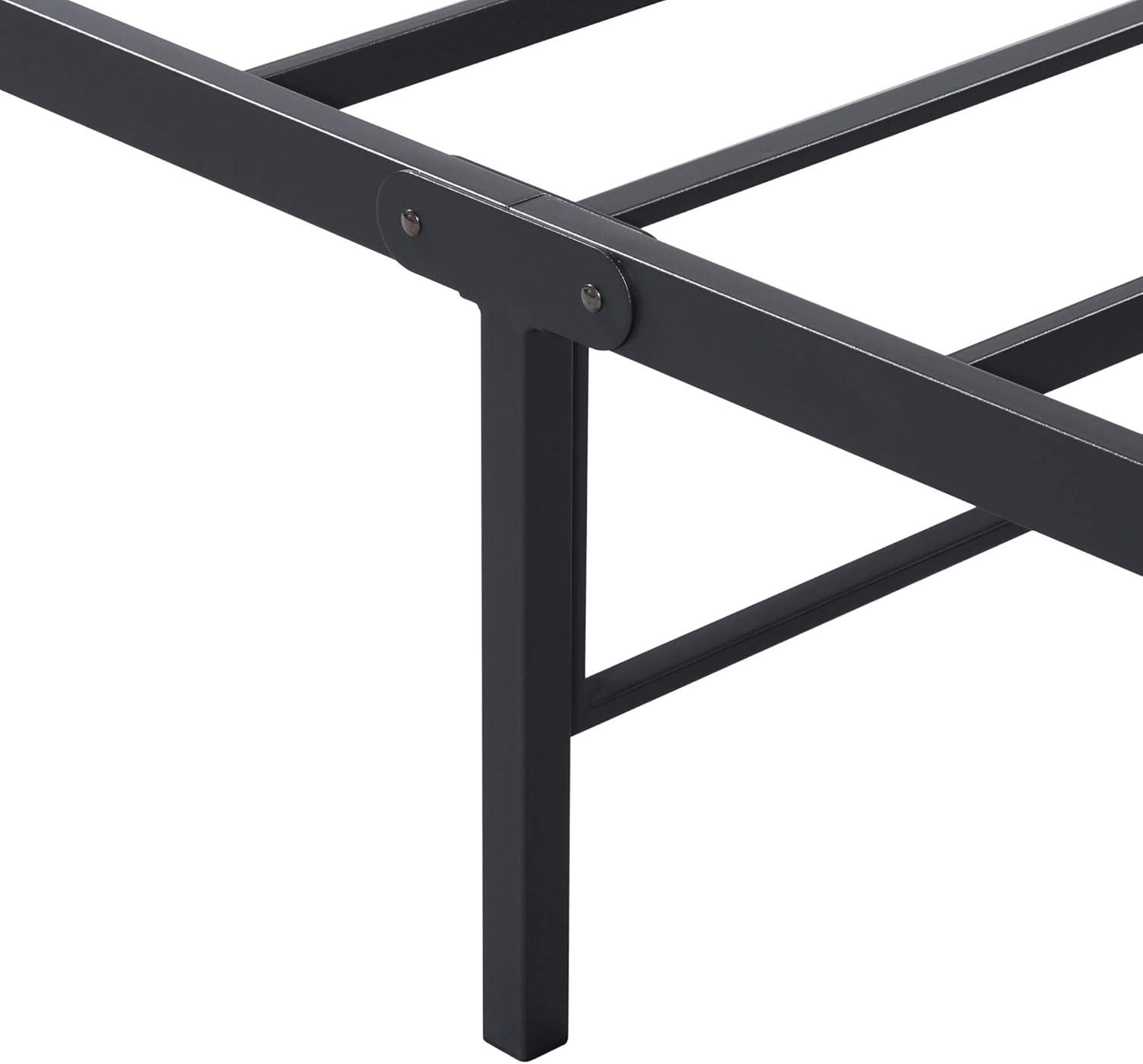 Twin XL Black Metal Frame Bed with Polished Finish