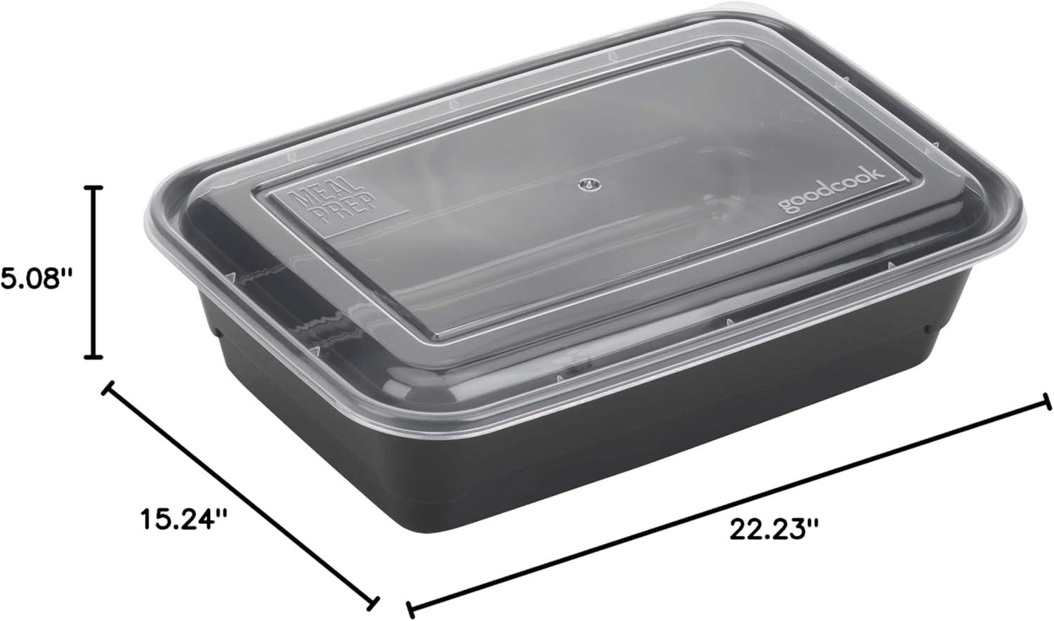 Black BPA-Free Single Compartment Meal Prep Containers Set