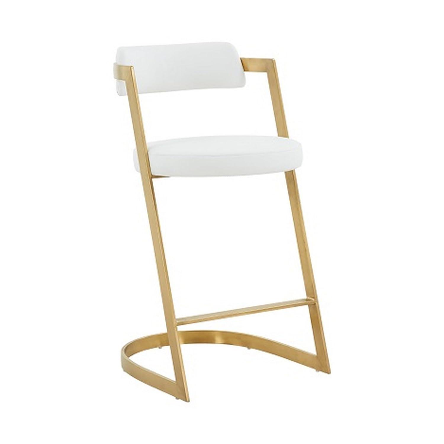 26 in. Counter Stool with Cantilever Base, White & Gold