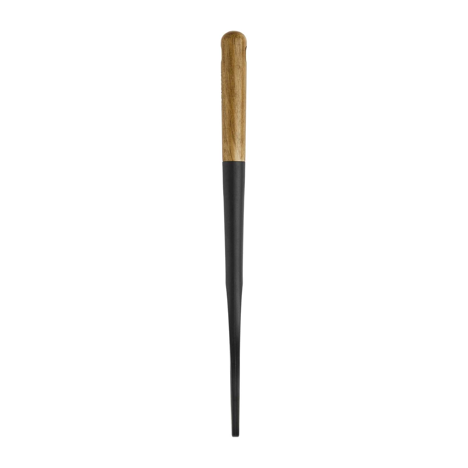 STAUB Risotto Spoon, Cooking Utensil, Perfect for Stirring and Serving Risotto, Durable BPA-Free Matte Black Silicone, Acacia Wood Handles, Safe for Nonstick Cooking Surfaces
