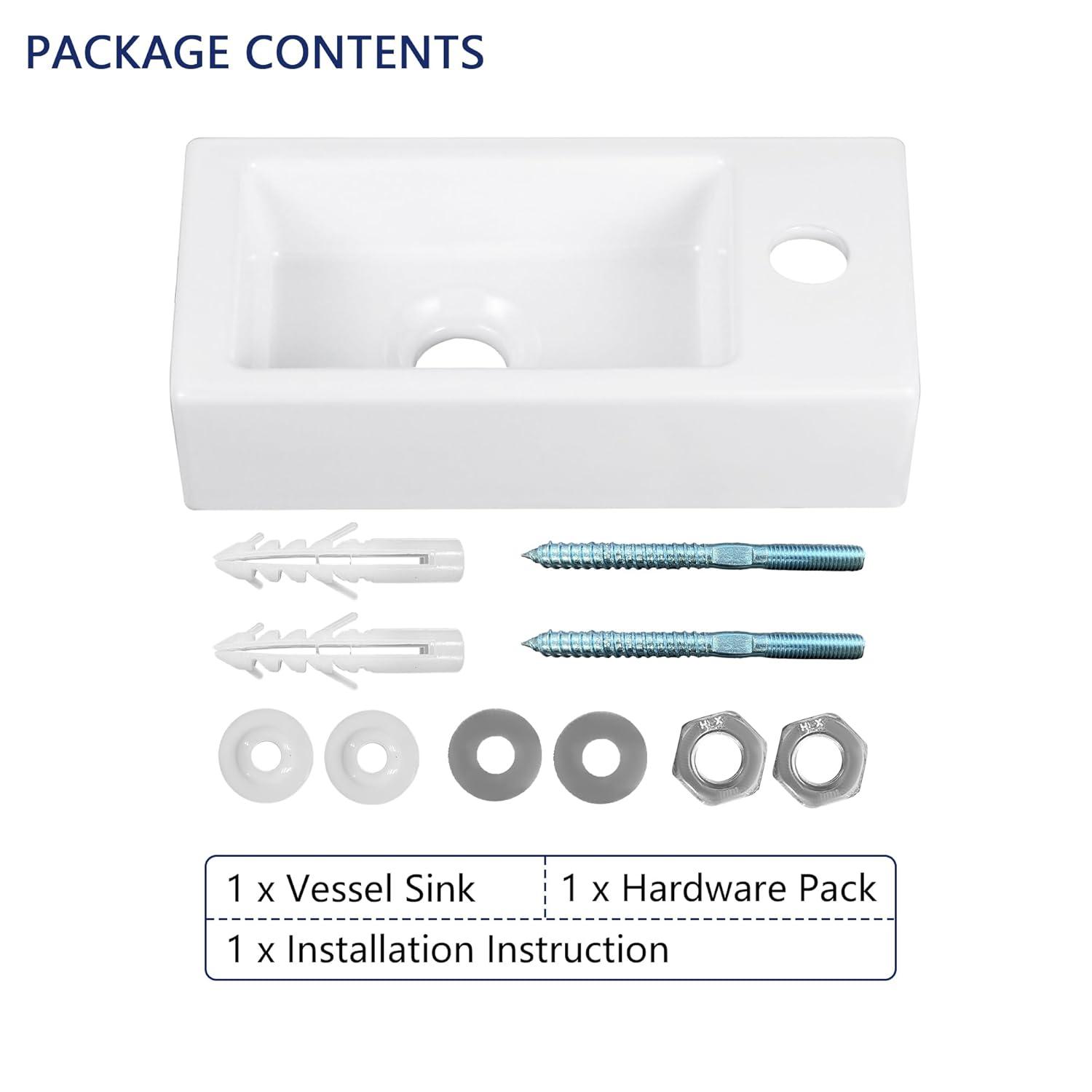 DeerValley DV-1V081R White Ceramic Rectangular 7'' Wall Mount Bathroom Sink