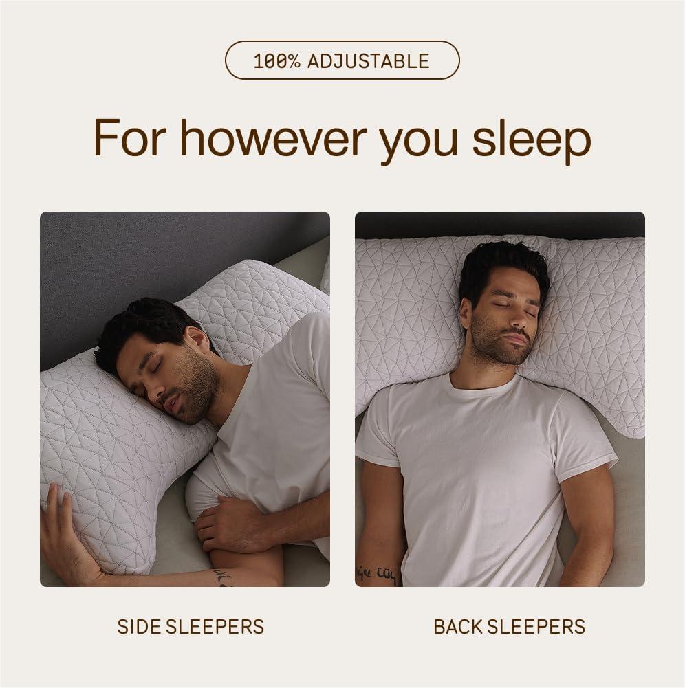 Coop Home Goods The Original Crescent Adjustable Pillow, Queen Bed Pillows for Shoulder, Neck & Head Support - Medium Firm for Back & Side Sleeper