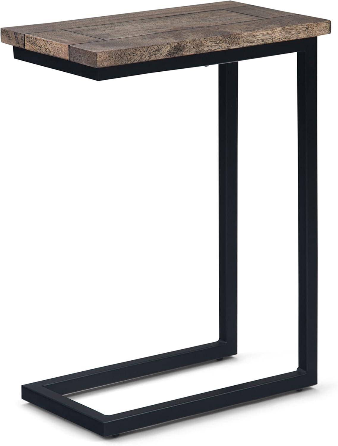 Skyler SOLID WOOD and Metal 18" W Rectangle C Side Table in Beach Brown