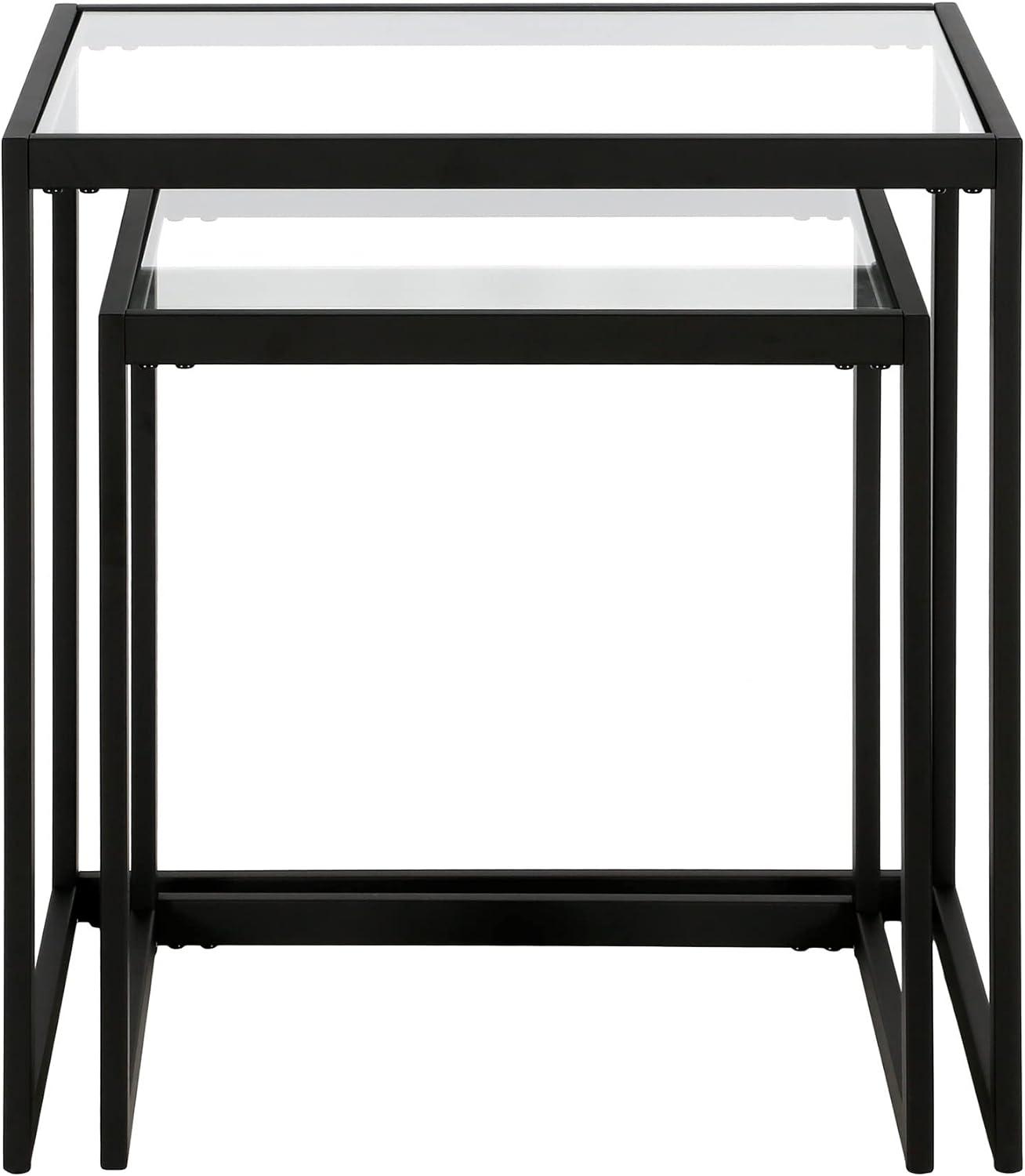 Evelyn&Zoe Rocco Rectangular Nested Side Table, Blackened Bronze