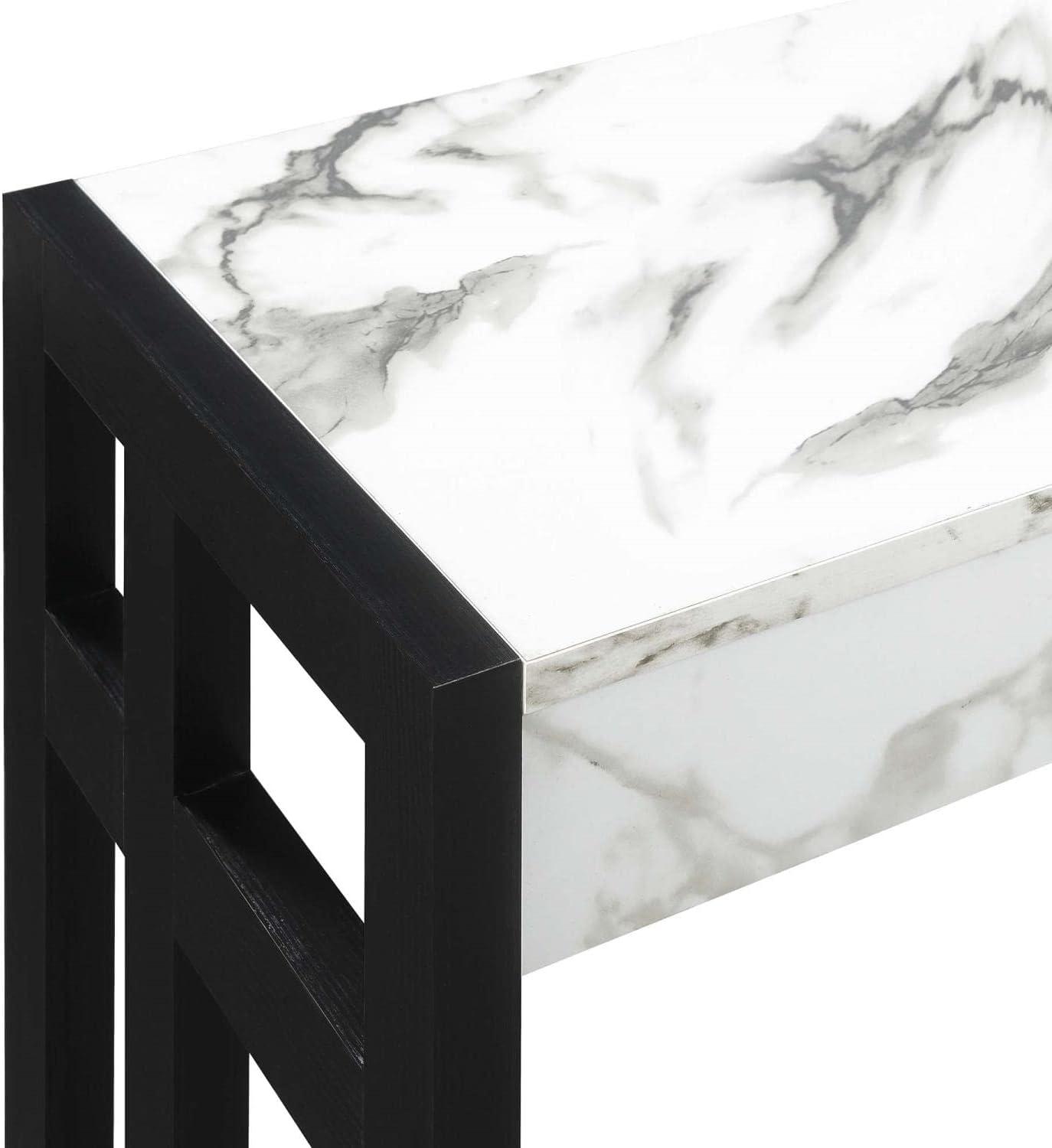 Monterey 50'' White Faux Marble & Black Wood Versatile Console Table