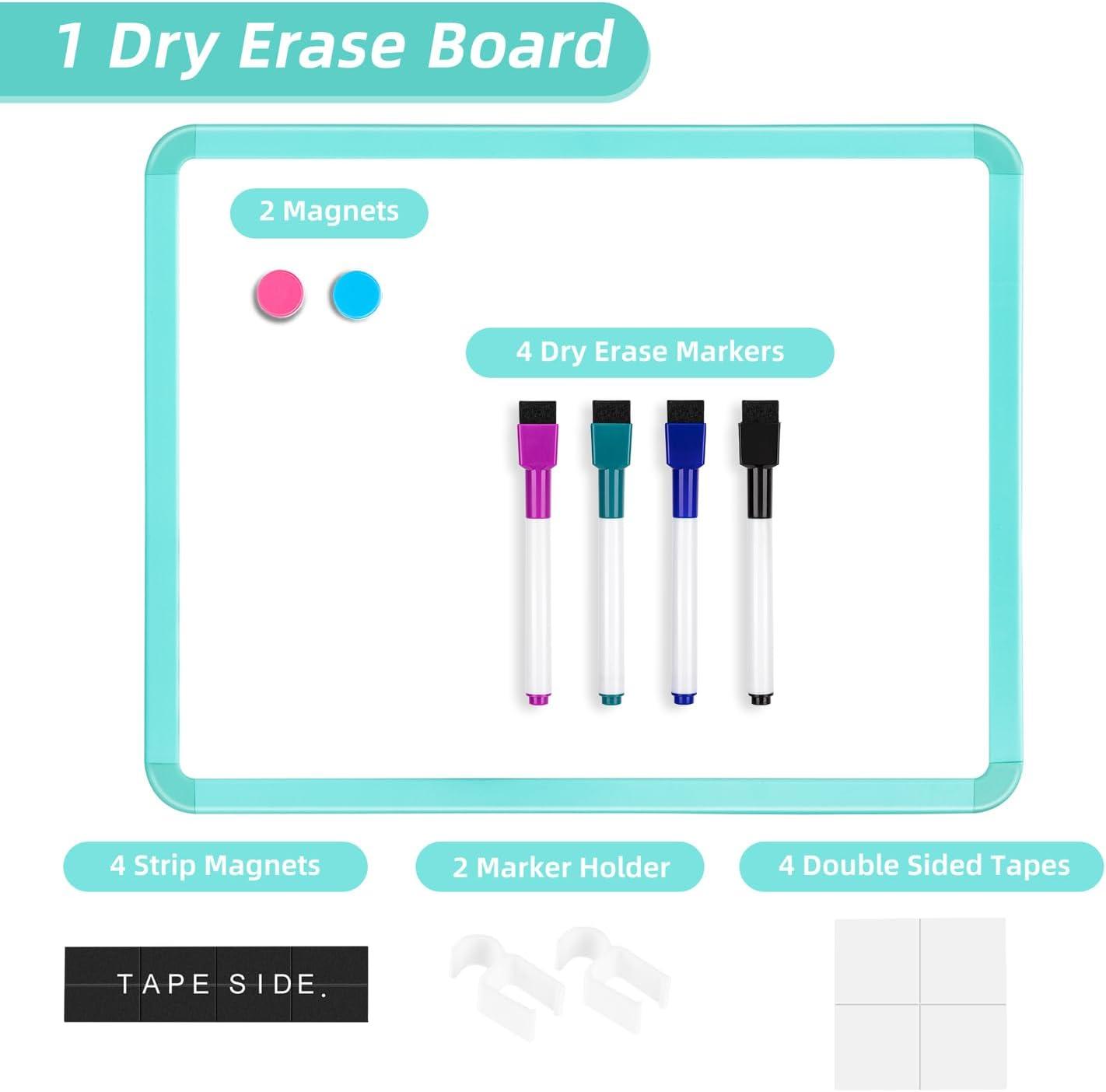 VUSIGN Small White Board Dry Erase, 14'' x 11'' Magnetic Dry Erase Board, Mini Whiteboard with Markers for Kids, Students, Fridge, Wall, Locker