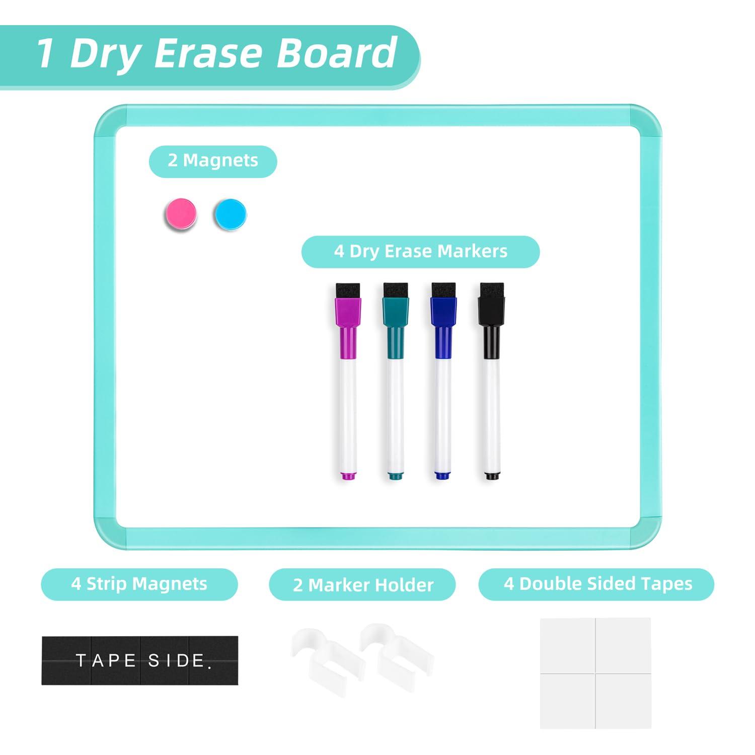 VUSIGN Small White Board Dry Erase, 14'' x 11'' Magnetic Dry Erase Board, Mini Whiteboard with Markers for Kids, Students, Fridge, Wall, Locker