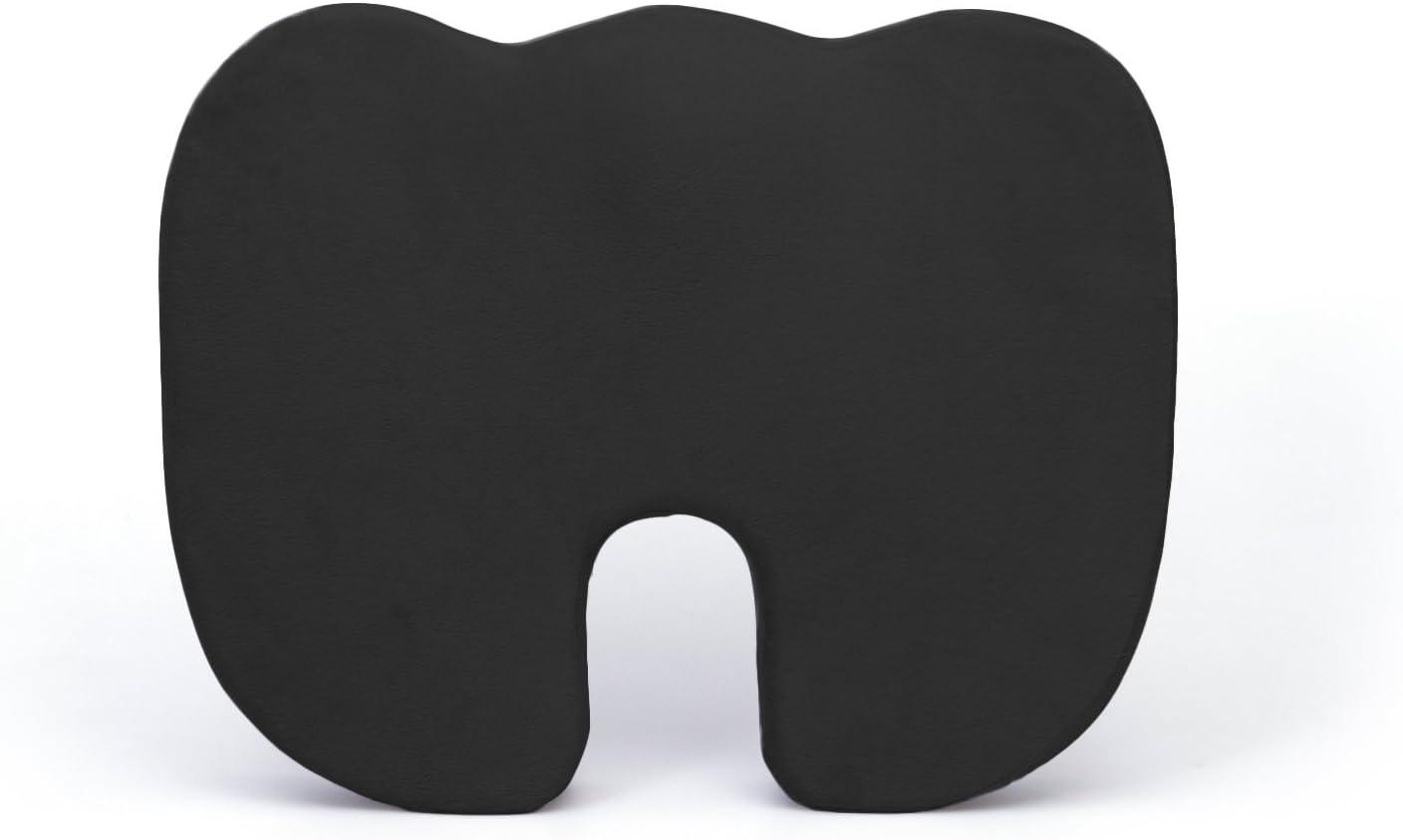 Deluxe Comfort Coccyx Orthopedic Memory Foam – Tailbone Support – Great for Car or Office – Seat Cushion, Black