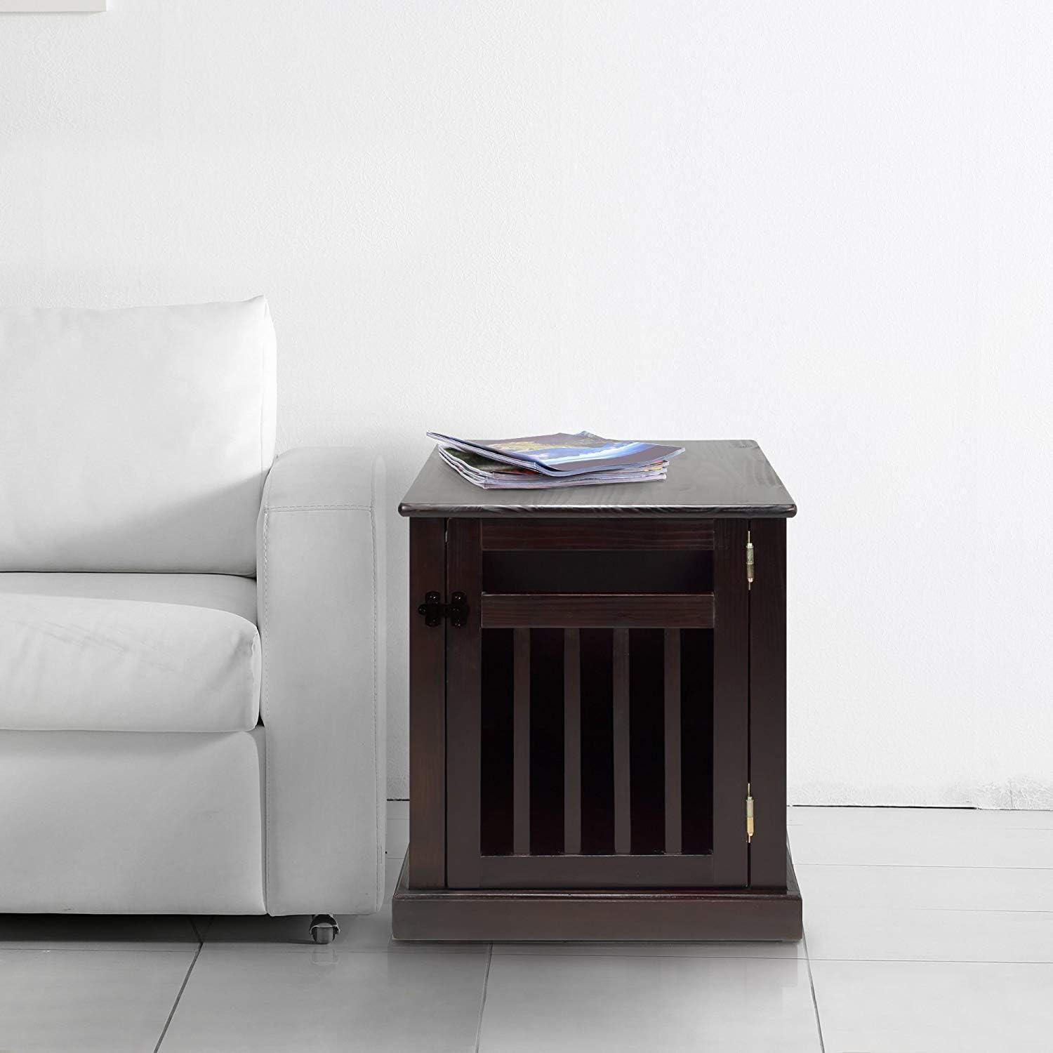 Espresso Solid Wood Pet Crate End Table