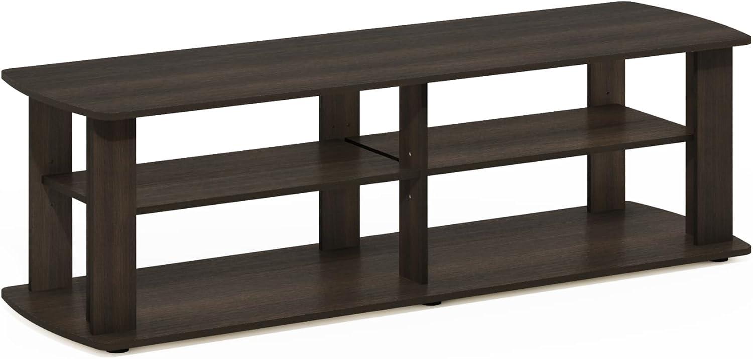 Dark Brown Composite Wood 3-Tier TV Stand with Cabinet