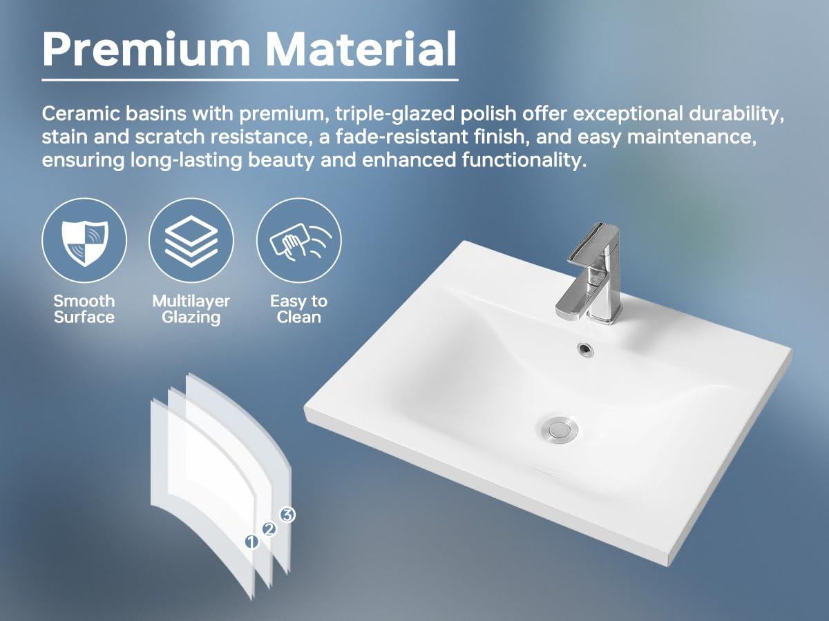 MEJE 36'' Ceramic Single Bathroom Vanity Top with Sink