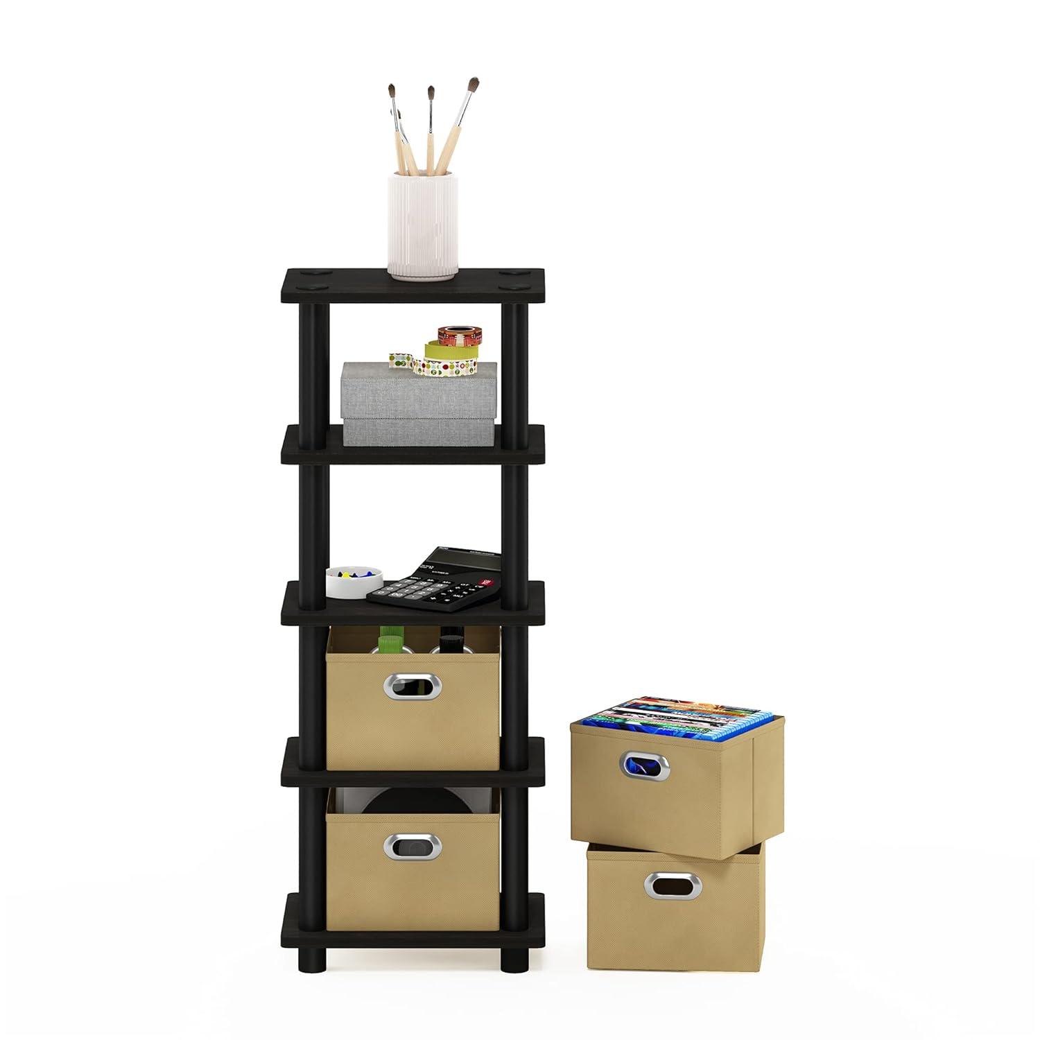 Furinno 5-Tier Multi-Functional Storage Shelves Display Rack Bookcase for Bathroom&Living room&Home office&Kitchen,Espresso