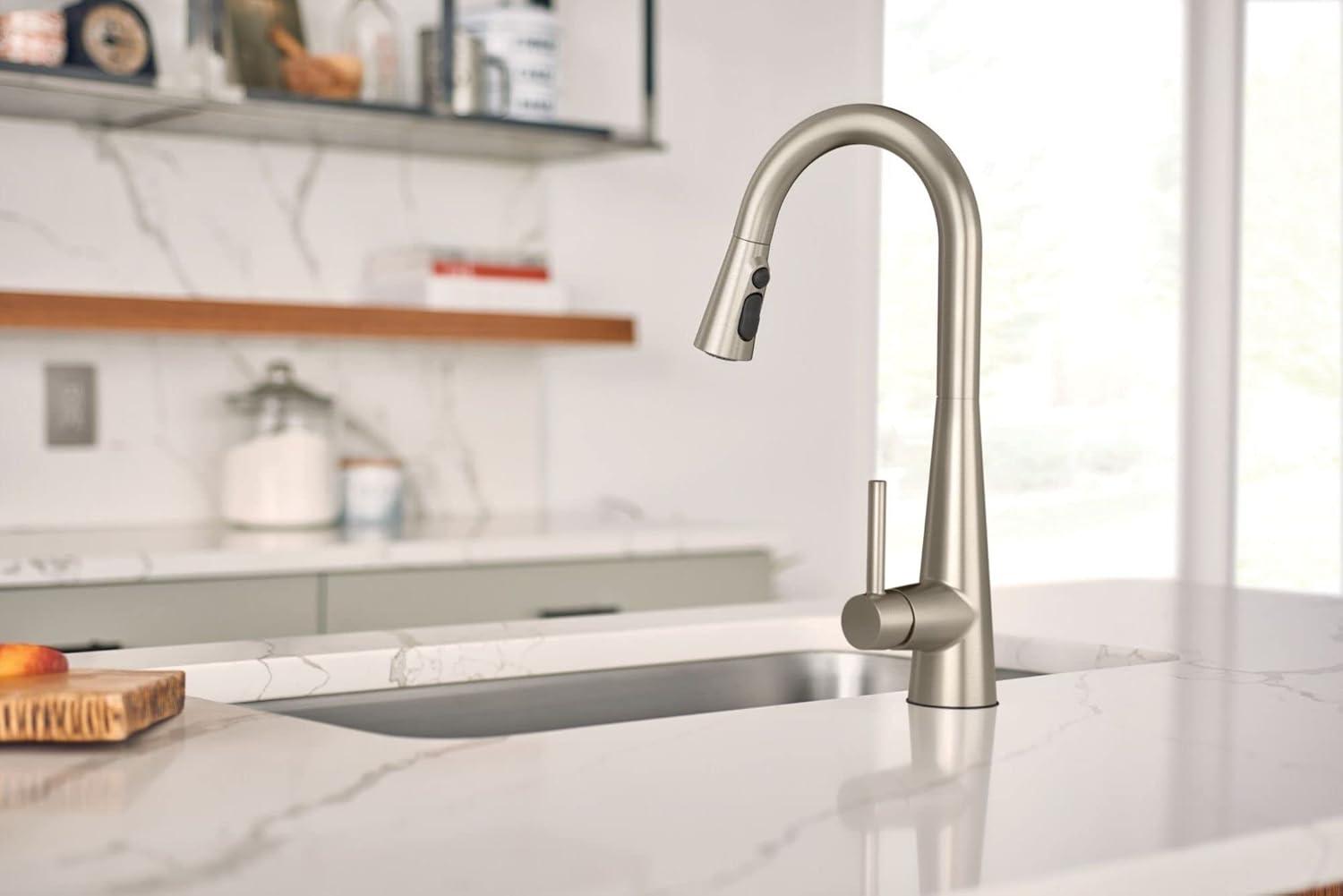 Sleek Pull Down Single Handle Kitchen Faucet with Power Boost Technology and Duralock