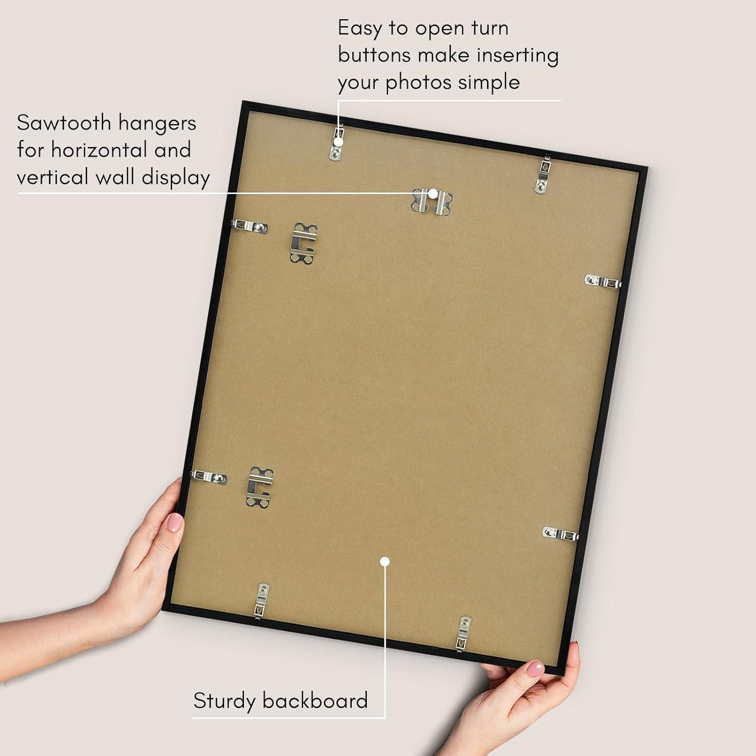 Americanflat 16x20 Poster Frame with Polished Plexiglass - Streamline Collection - Thin Border Picture Frame for Wall Display - Black