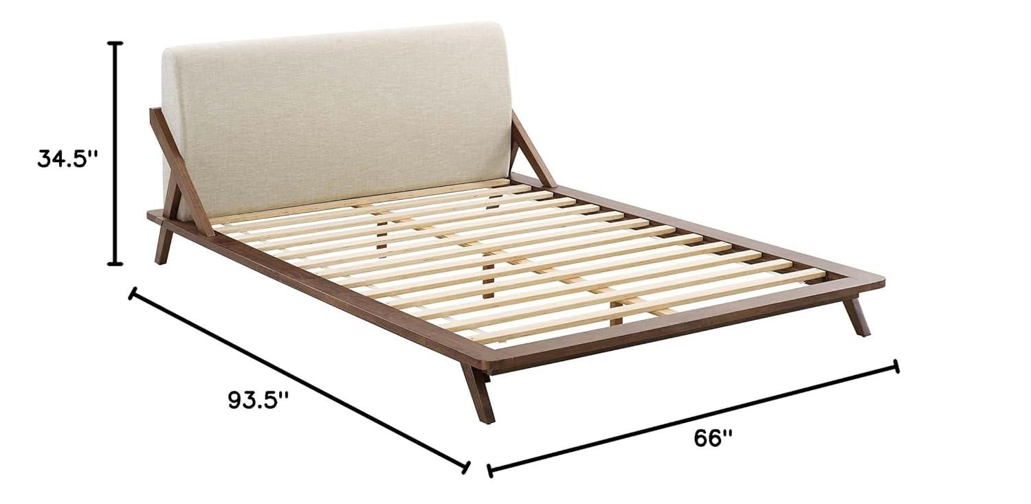 Luella Queen Upholstered Fabric Platform Bed (6047-WAL-BEI)