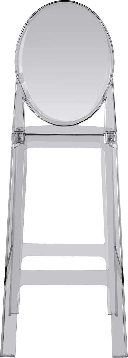 2xhome Set of 2 30" Seat Height Modern Contemporary Bar Stool with Oval Back Armless Polycarbonate Transparent Clear