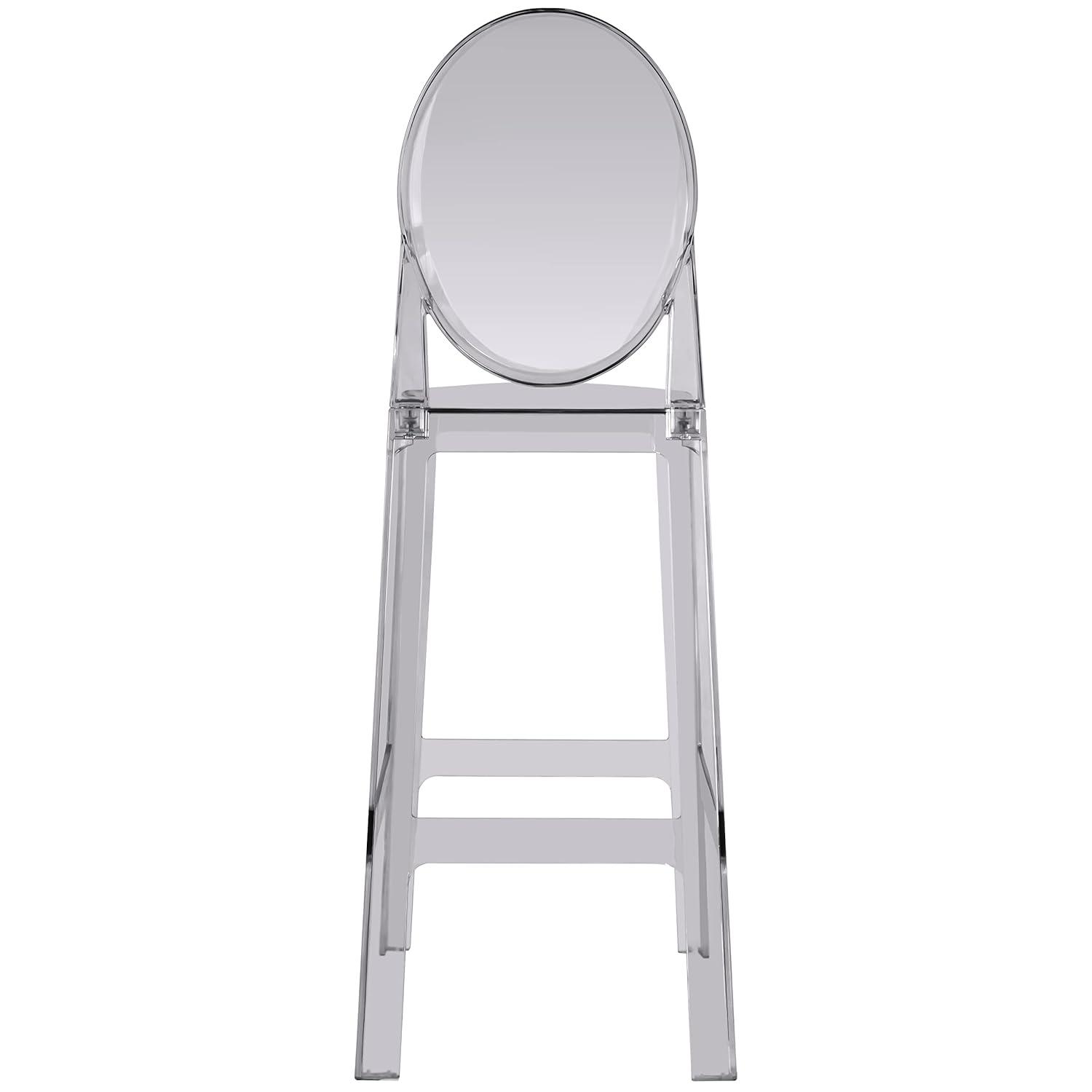 2xhome Set of 2 30" Seat Height Modern Contemporary Bar Stool with Oval Back Armless Polycarbonate Transparent Clear
