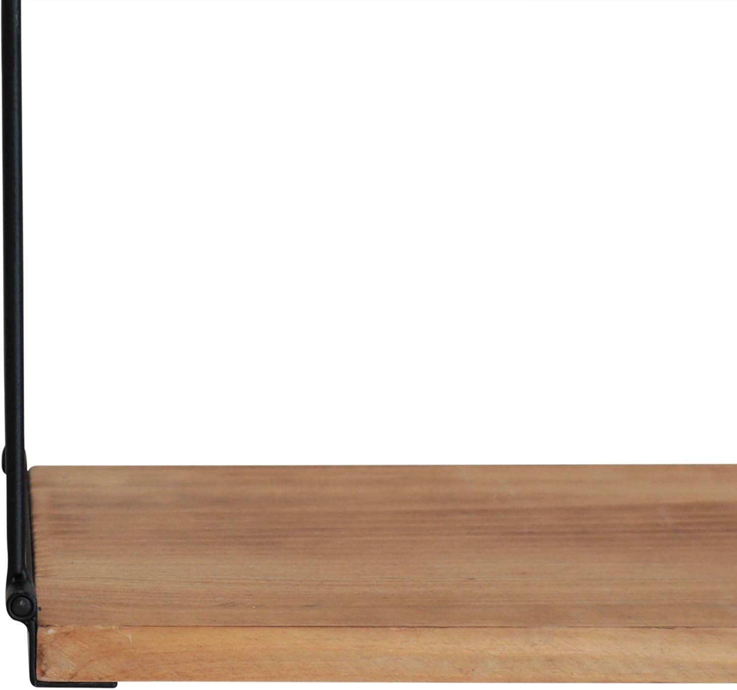Stratton Home Decor Large 3 Tier Metal and Wood Hanging Wall Shelf, Black