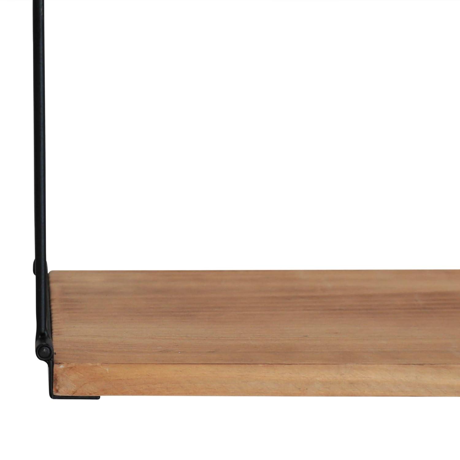 Stratton Home Decor Large 3 Tier Metal and Wood Hanging Wall Shelf, Black