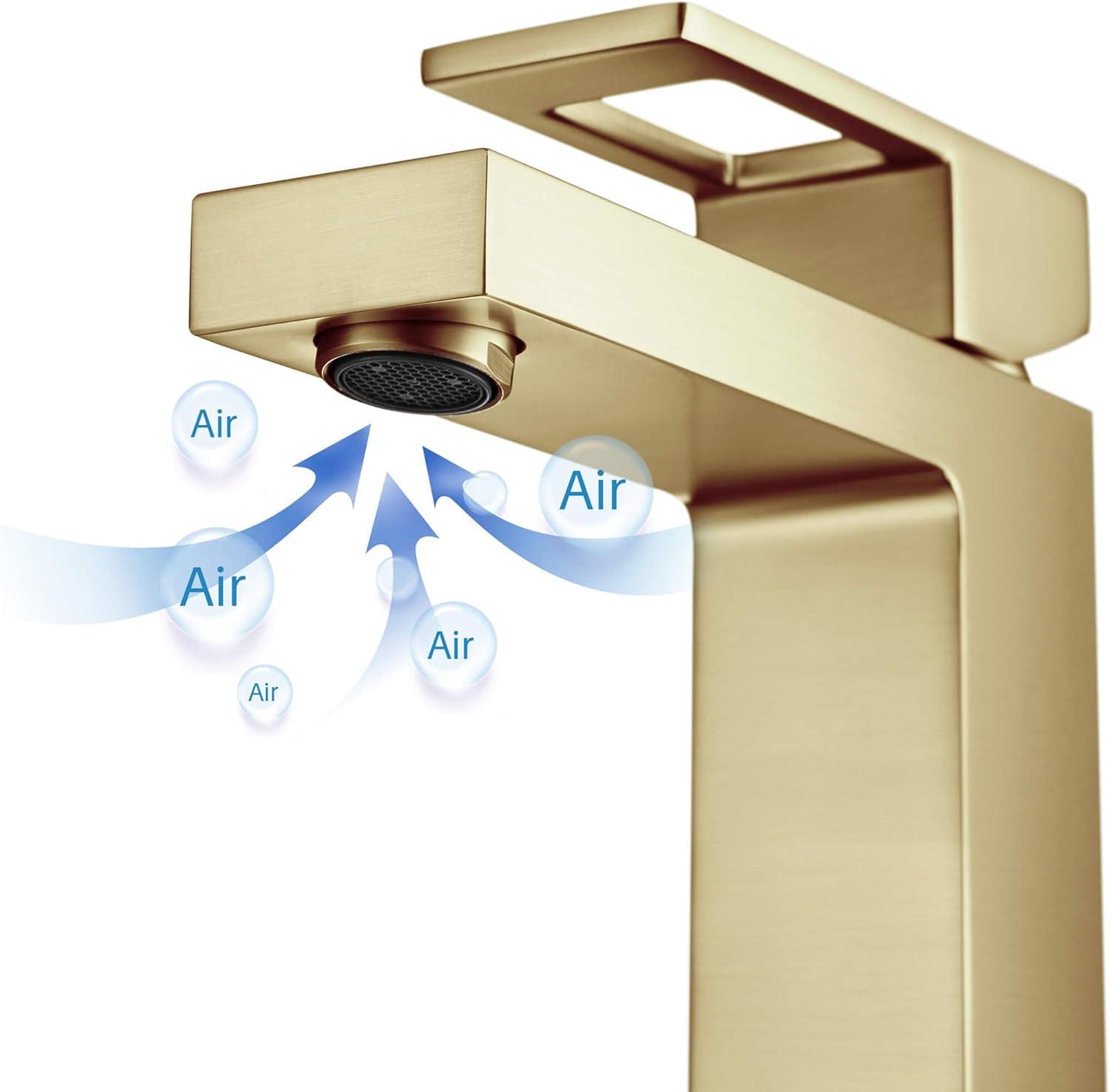 Kibi USA Single-handle Bathroom Vanity Sink Faucet w/ Water Hose Brushed Gold Brushed