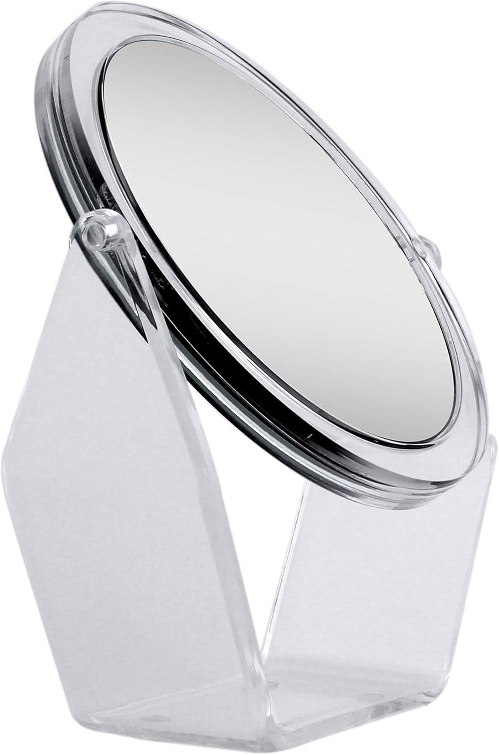 Clear Acrylic Round Swivel Vanity Mirror with 7X/1X Magnification