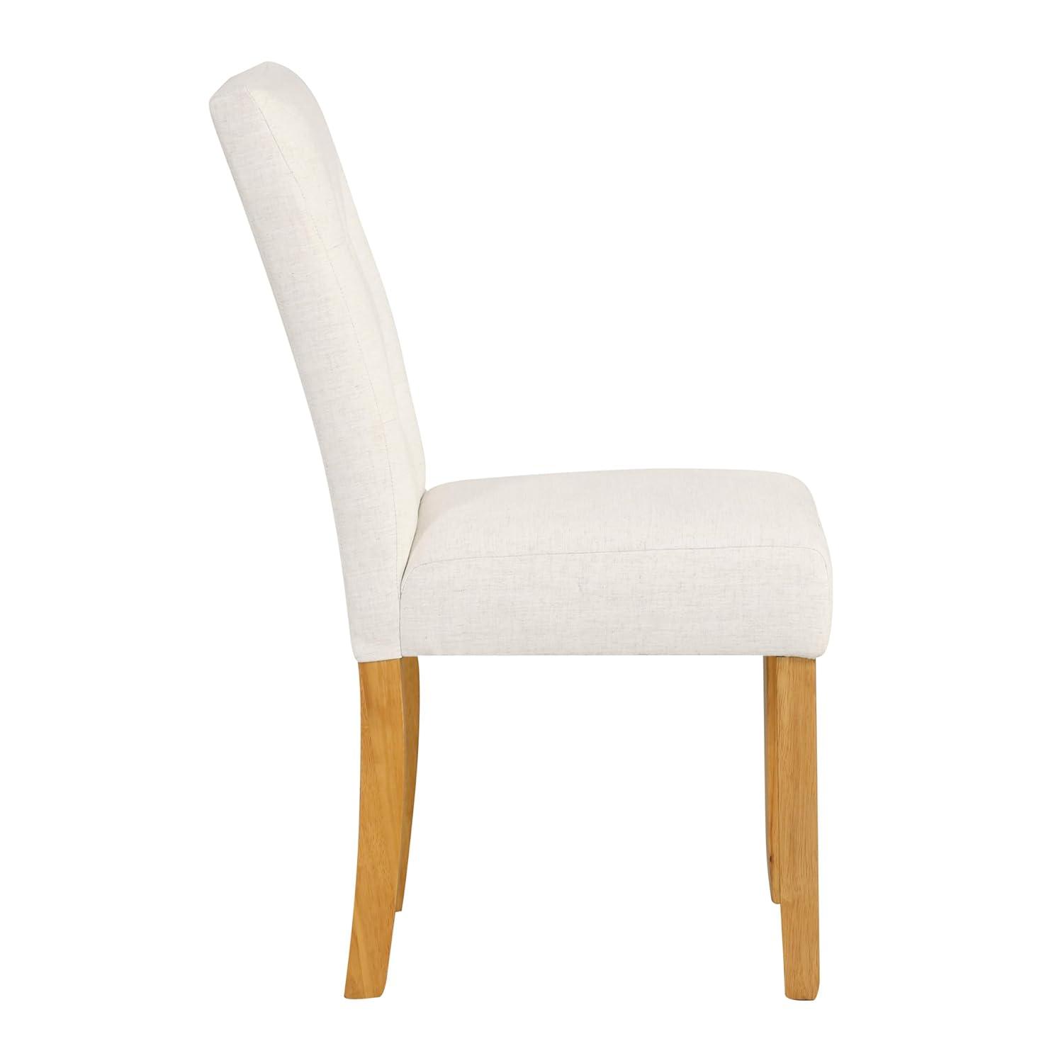 HomePop Set of 2 Tufted Back Dining Chairs Cream: Upholstered, Plywood Frame, 300lbs Capacity